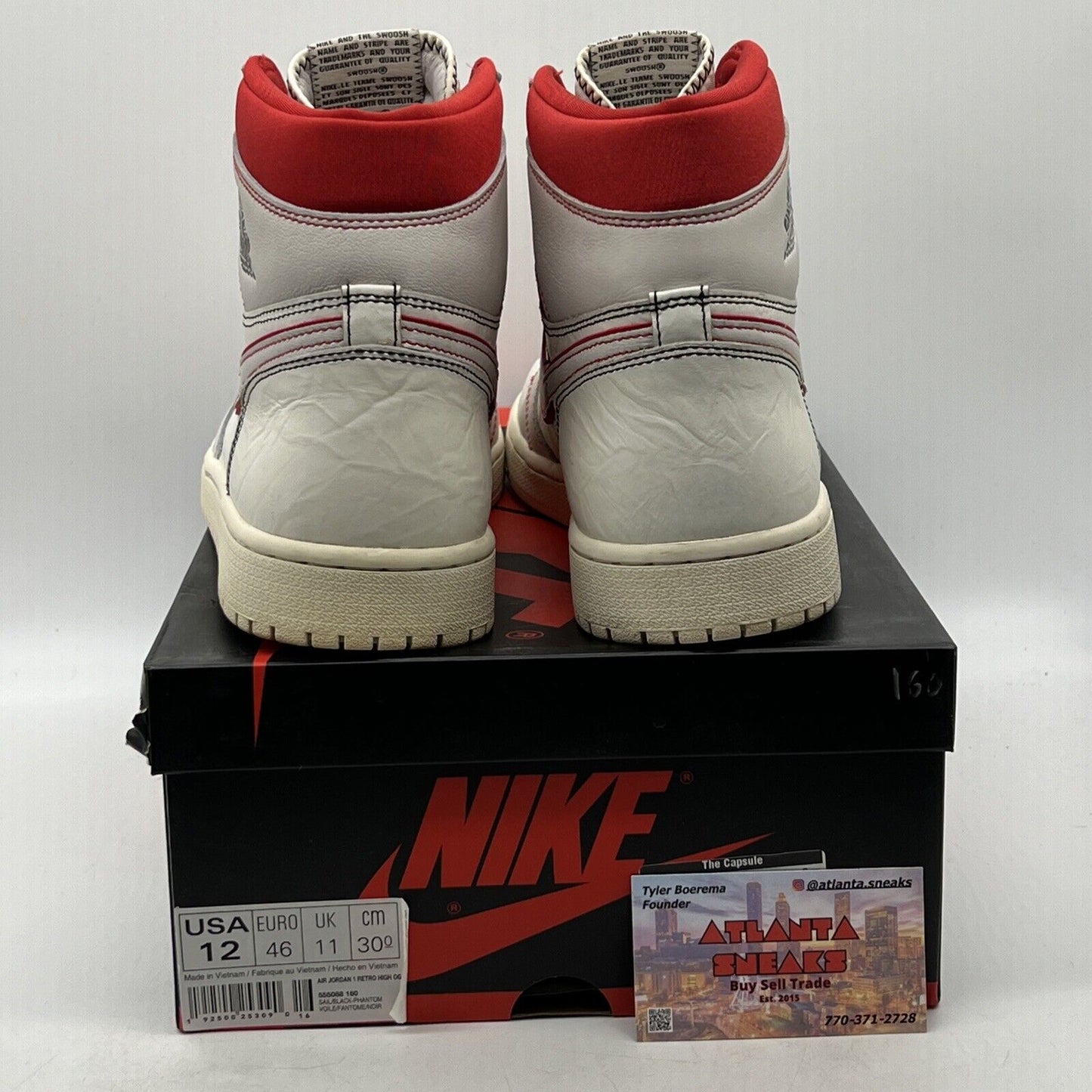 Size 12 - Air Jordan 1 Retro OG High Phantom Red White Black Leather 555088-160