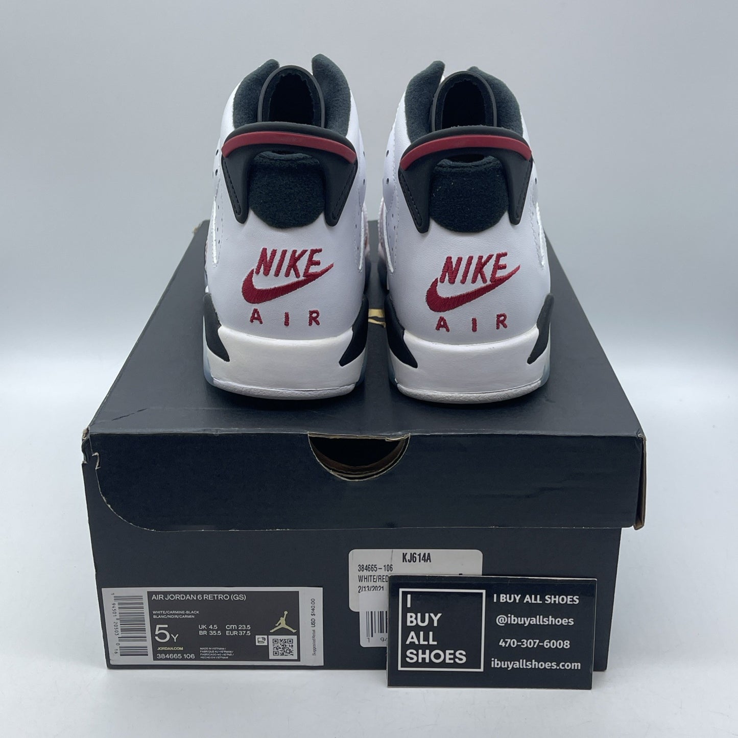 Size 5Y (GS) - Jordan 6 Retro 2021 Mid Carmine Red White Suede (384665-106)