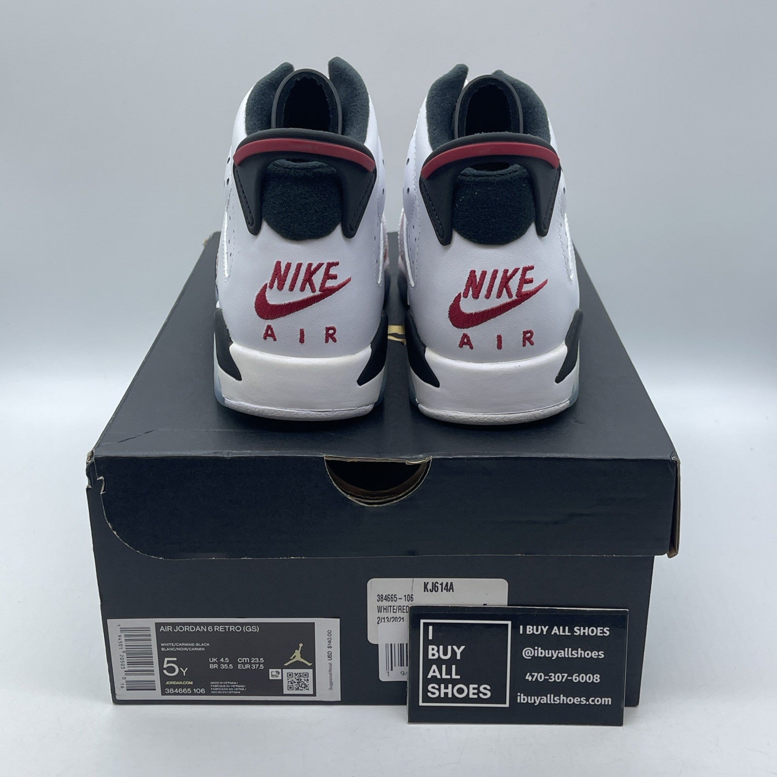 Size 5Y (GS) - Jordan 6 Retro 2021 Mid Carmine Red White Suede (384665-106)