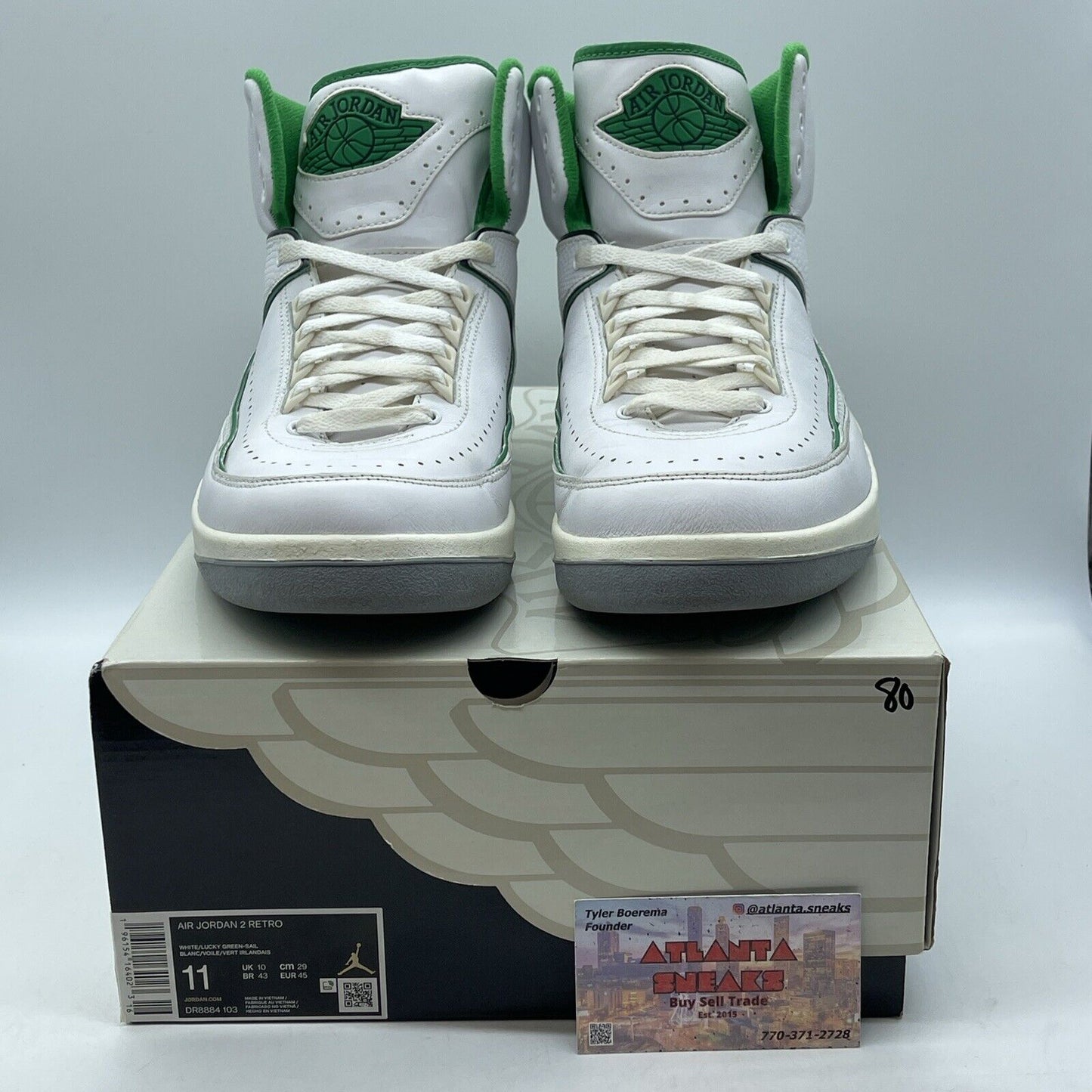 Size 11 - Jordan 2 Retro Lucky Green White Black Leather (DR8884-103)