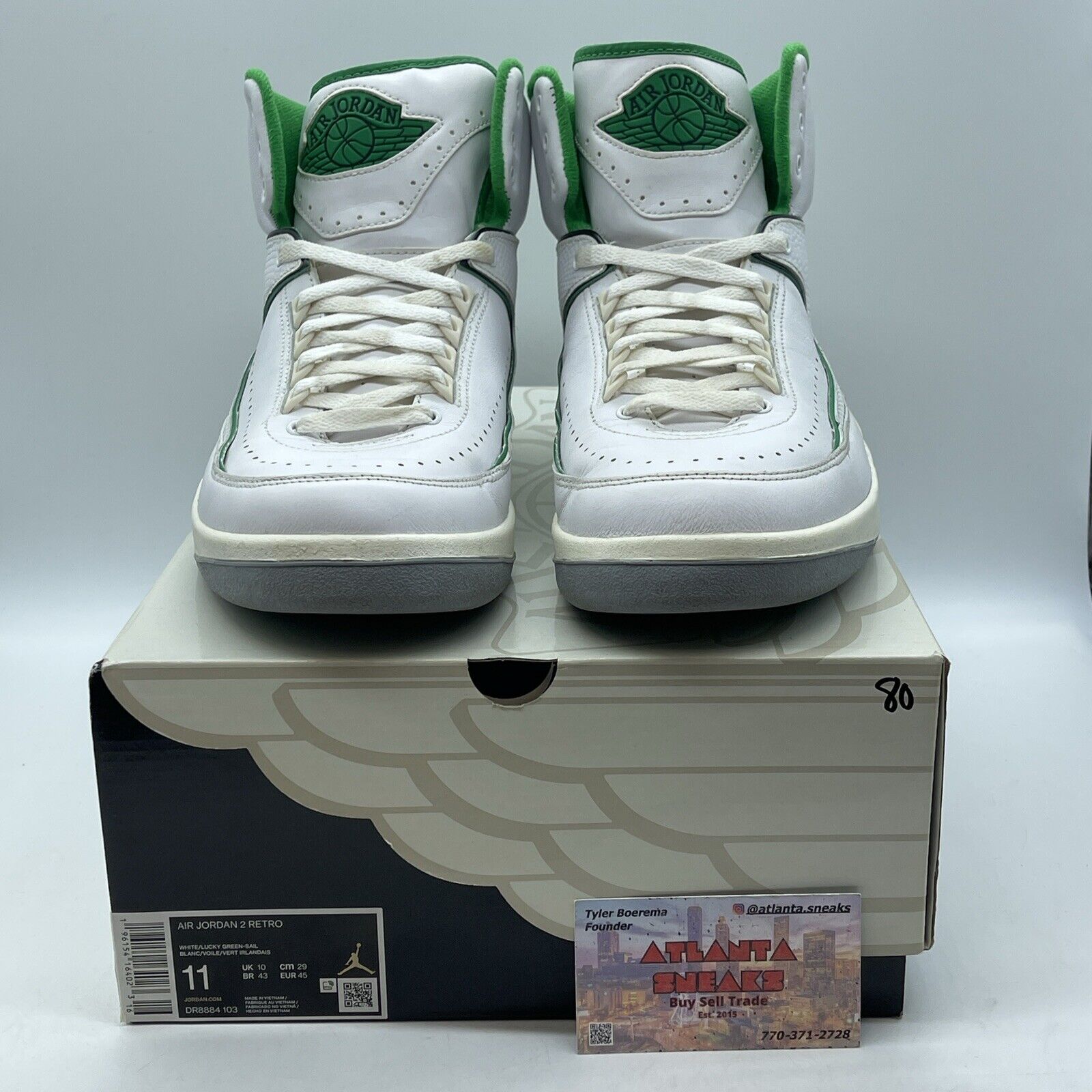 Size 11 - Jordan 2 Retro Lucky Green White Black Leather (DR8884-103)