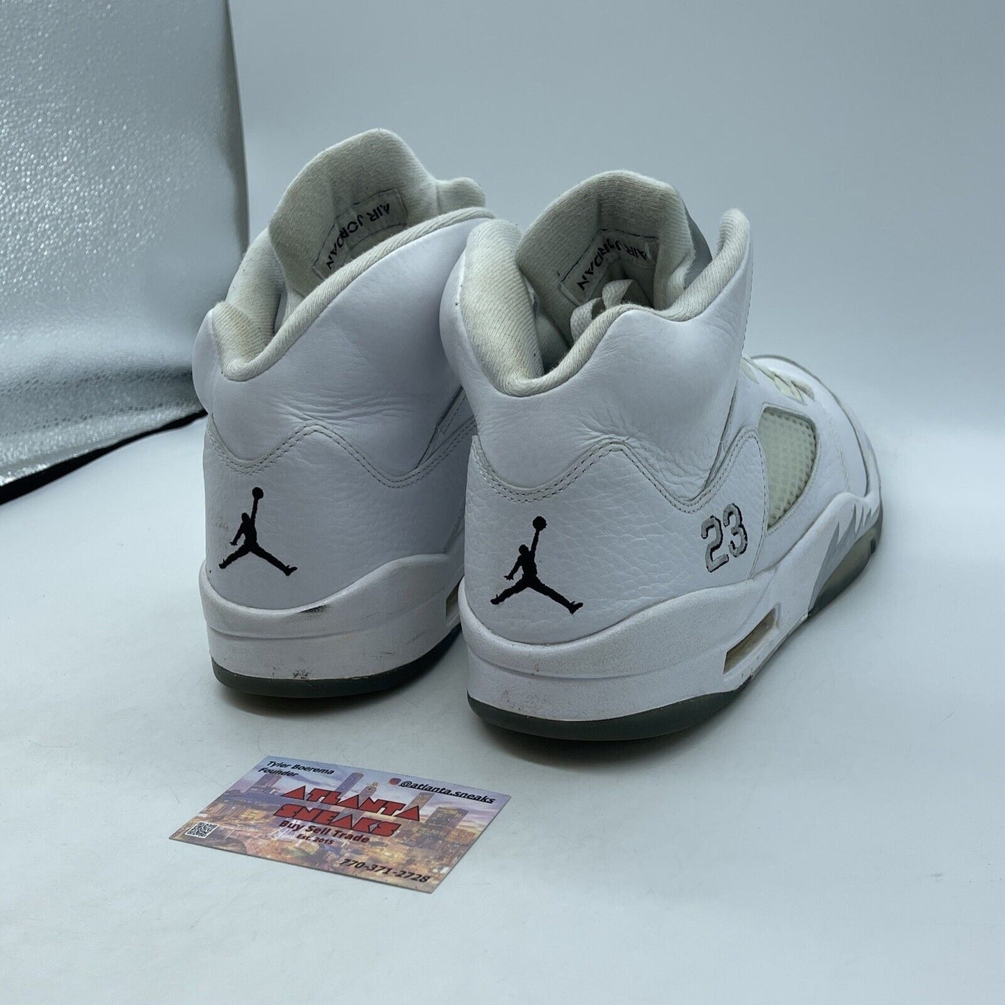 Size 11 - Air Jordan 5 Retro 2015 Metallic White Silver Leather (136027-130)