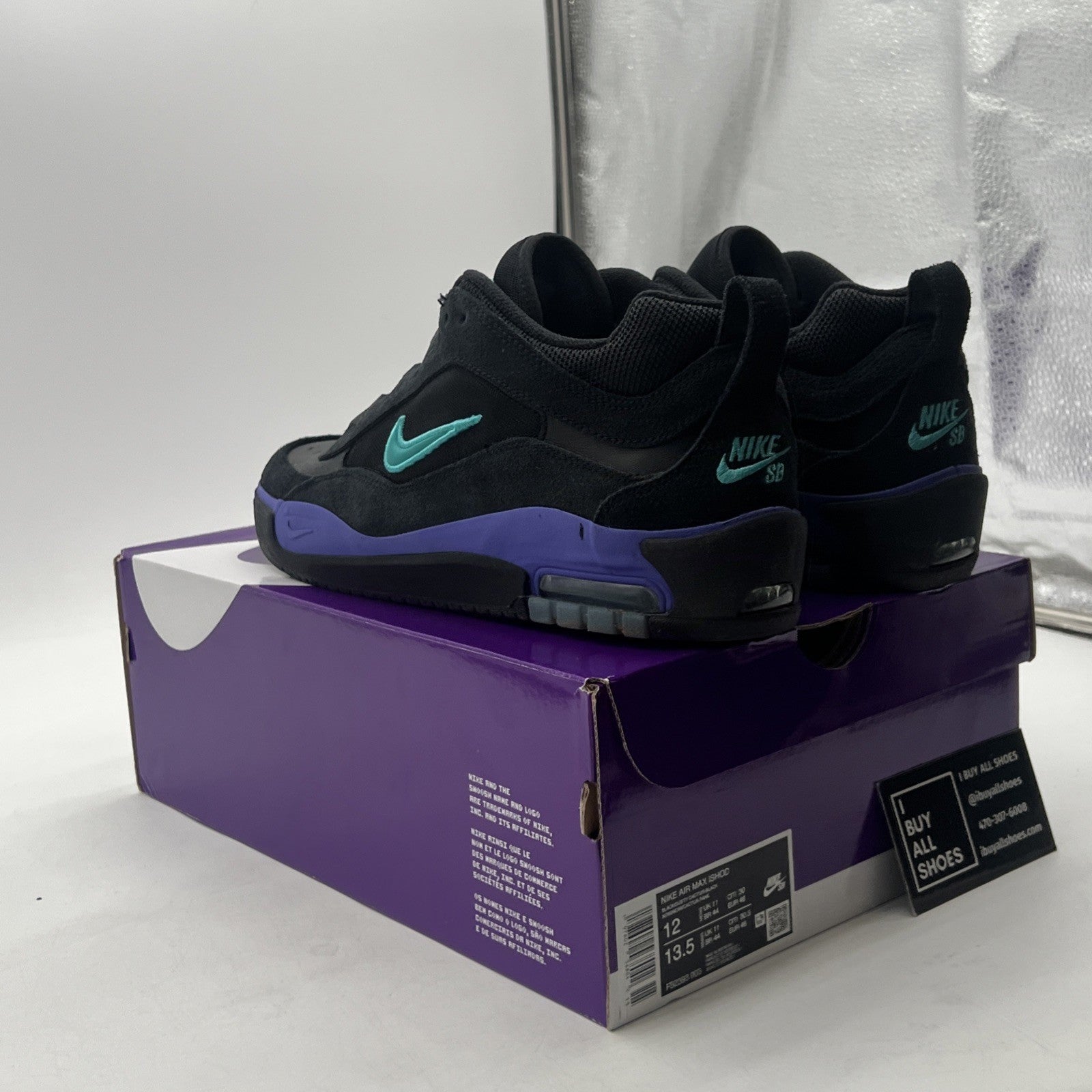 Size 12 - Nike Air Max Ishod Wair SB Black Grape (FB2393-003)