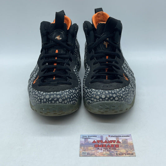Size 11 - Nike Air Foamposite One Prm Safari Black Grey Orange (575420-003)