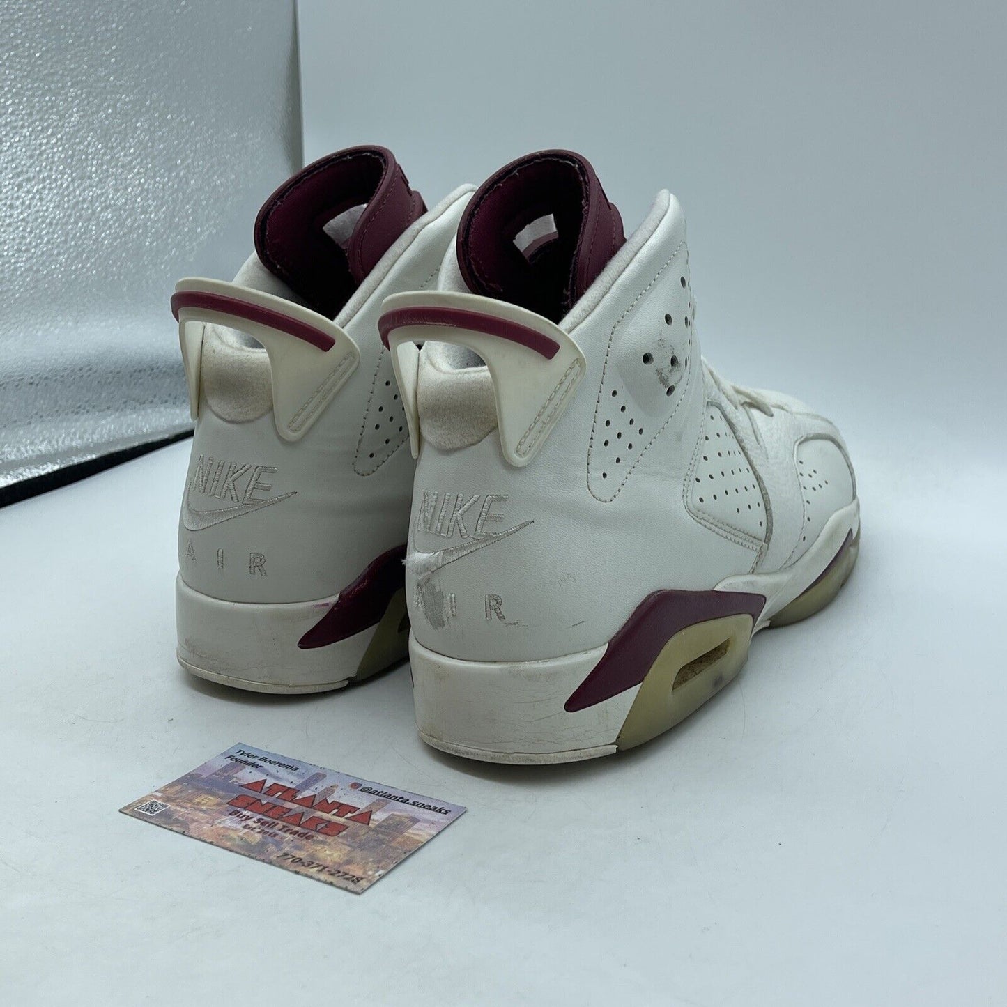 Size 10.5 - Air Jordan 6 Retro 2015 Maroon White Burgundy Leather (384664-116)