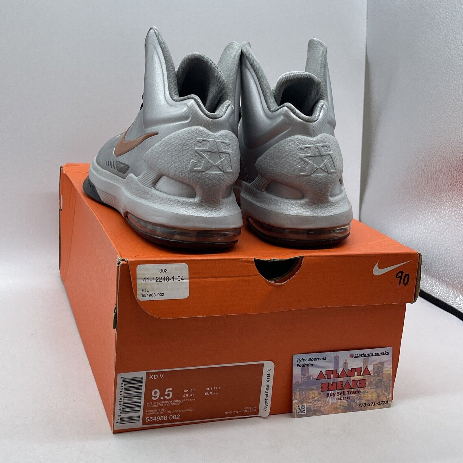Size 9.5 - Nike KD 5 Texas Silver Brown Leather (554988-002)