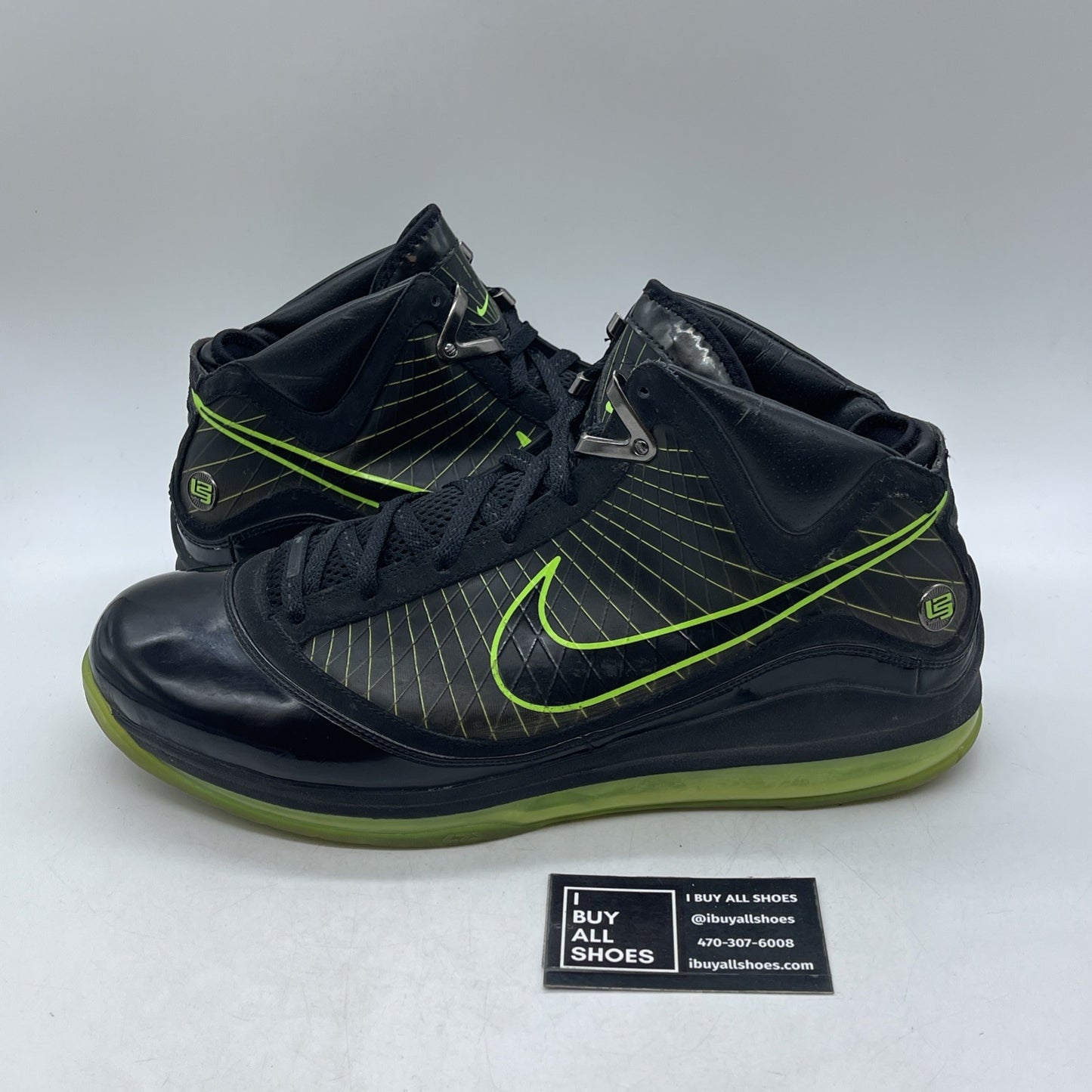 Size 14 - Nike Air Lebron 7 VII Dunkman Black Neon Green Zoom James (275664-006)
