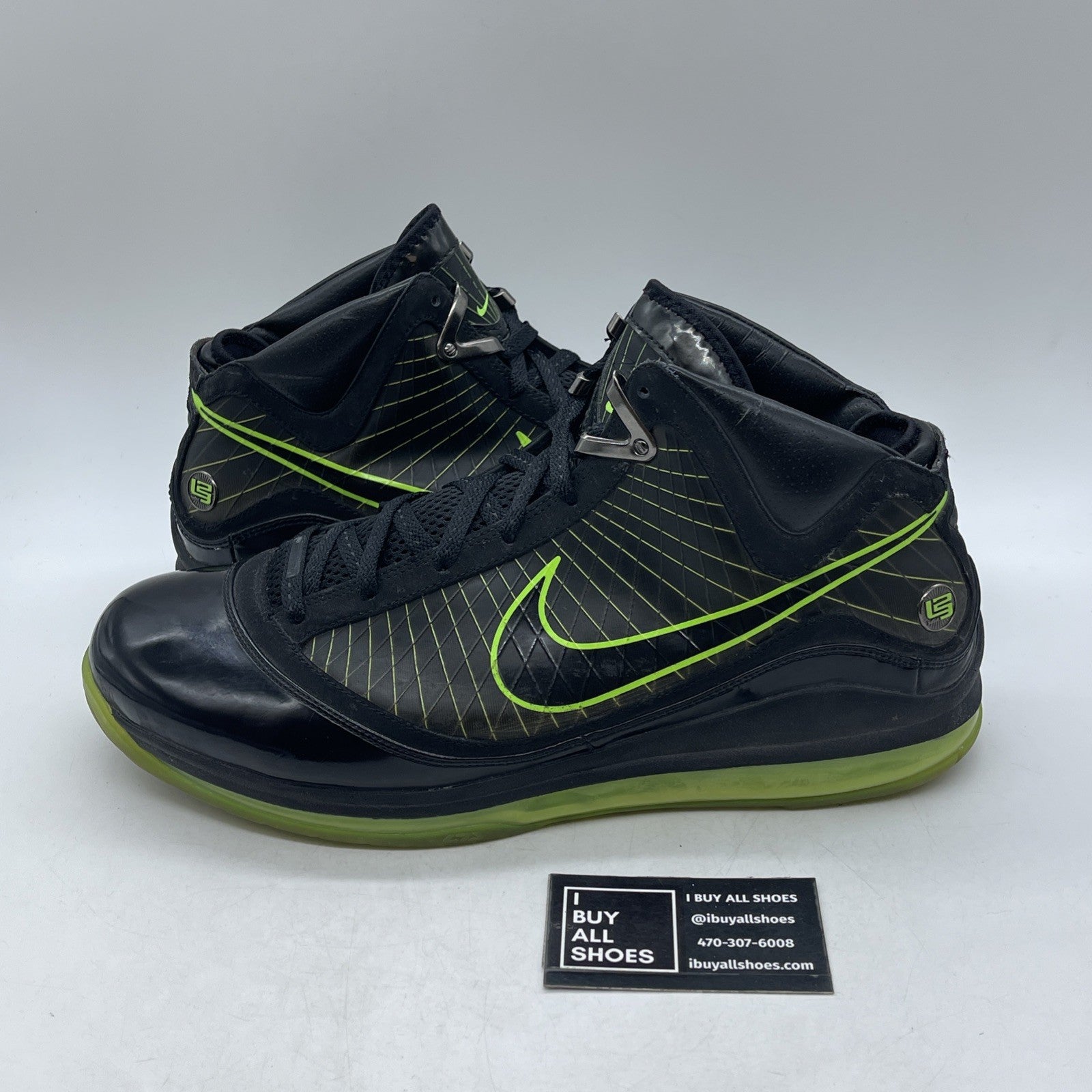 Size 14 - Nike Air Lebron 7 VII Dunkman Black Neon Green Zoom James (275664-006)