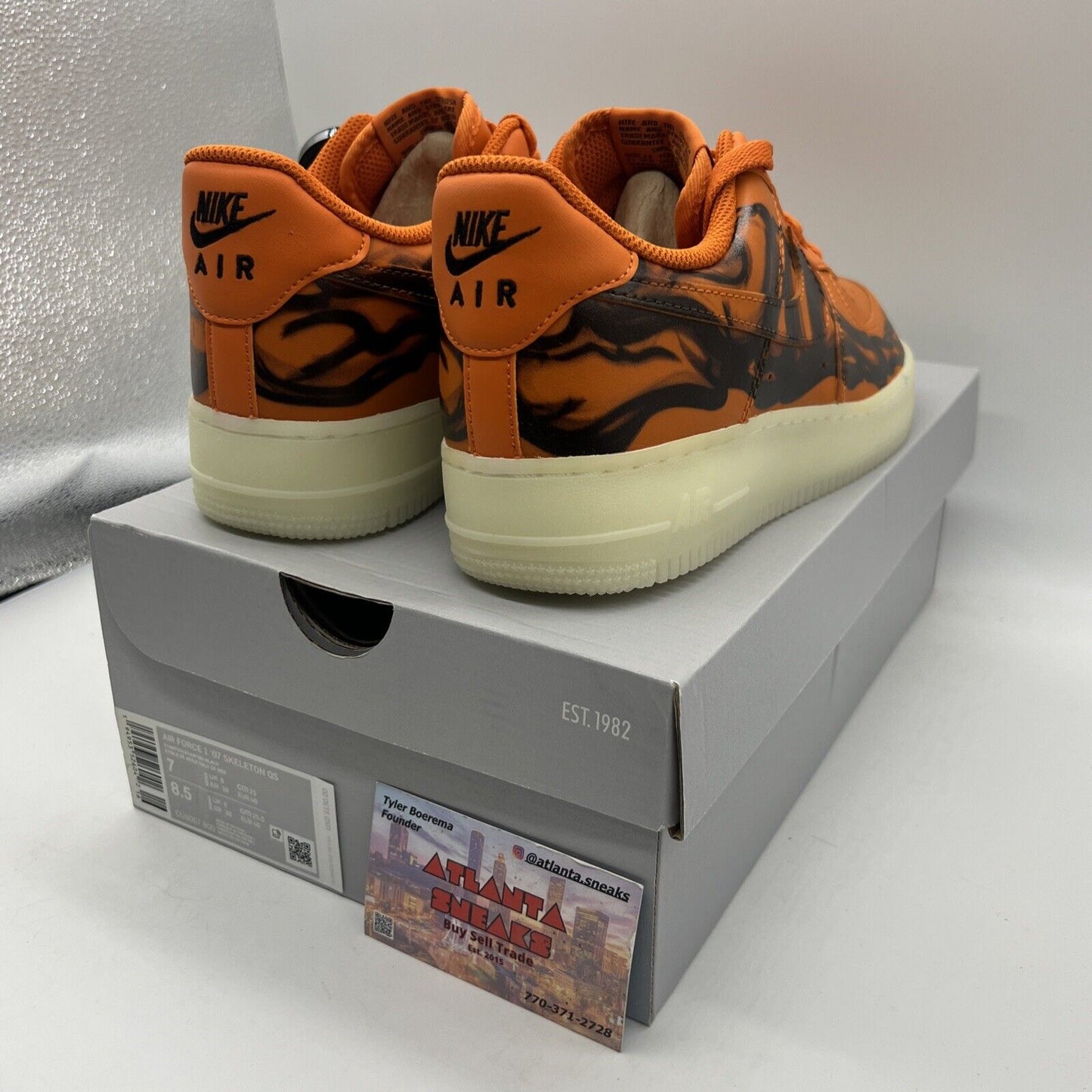 Size 7 - Nike Air Force 1 Low Orange Skeleton Brand New Og All Leather DS