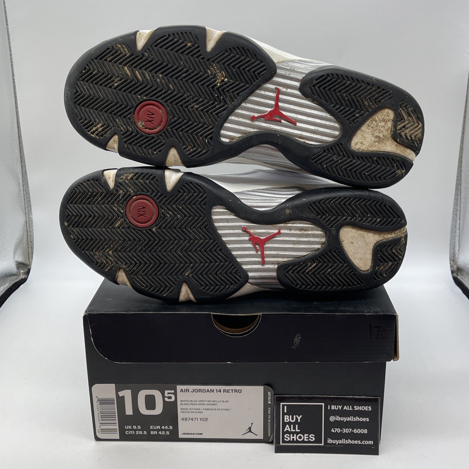 Size 10.5 - Air Jordan 14 Retro 2014 Black Toe Suede Leather (487471-102)
