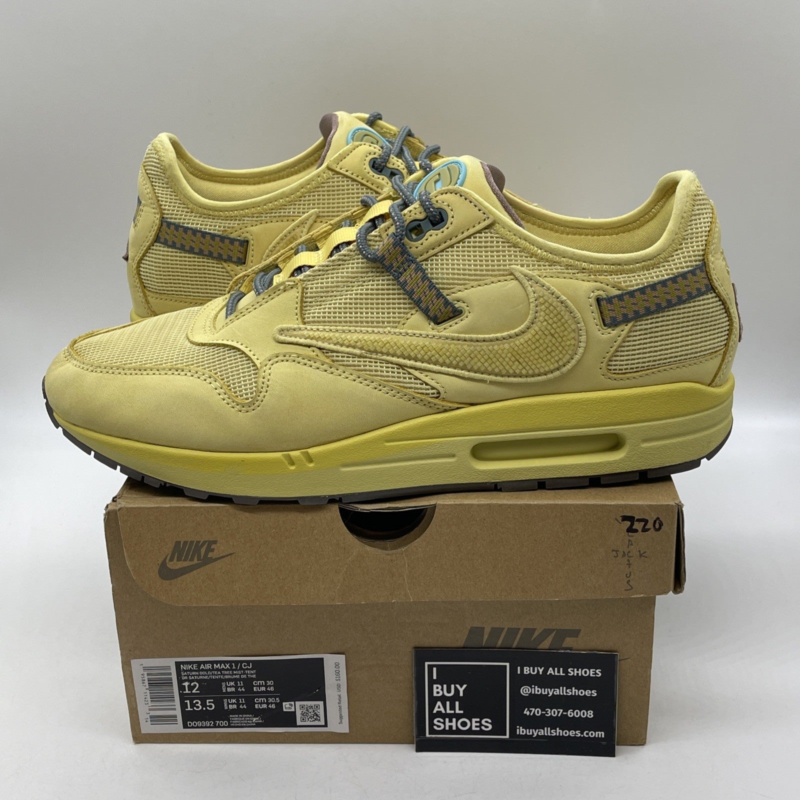 Size 12 - Nike Air Max 1 x Travis Scott Saturn Gold Yellow Suede (DO9392-700)