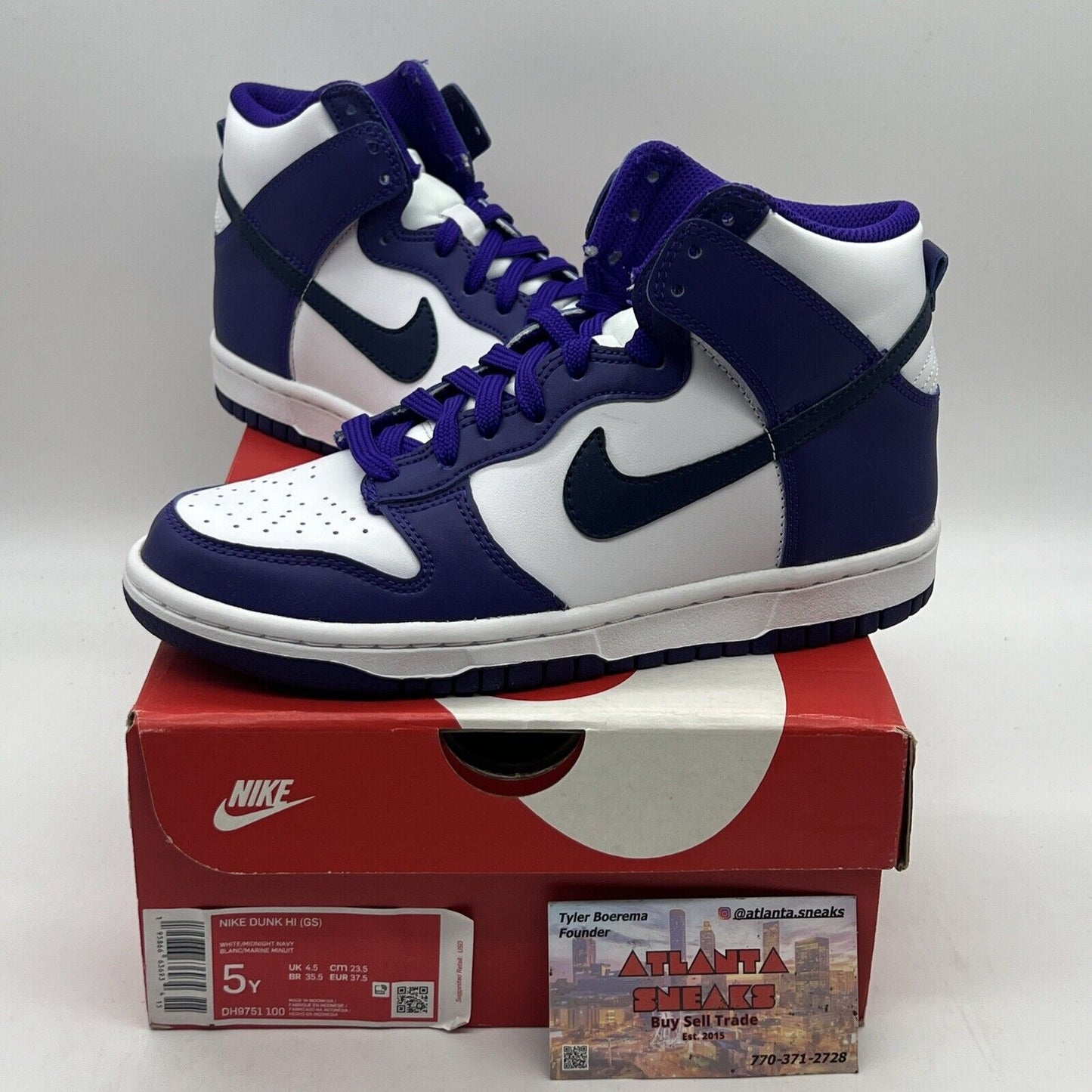 Size 5y - Nike Dunk High Retro ‘Electro Purple-Midnight Navy-White’ Brand New