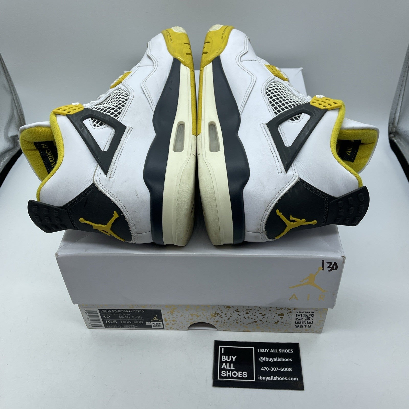 Size 12W - Air Jordan 4 Retro Vivid Sulfur White Yellow Leather (AQ9129-101)