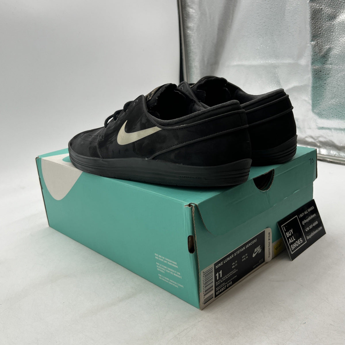 Size 11 - Nike Lunar Stefan Janoski Black (654857-010)