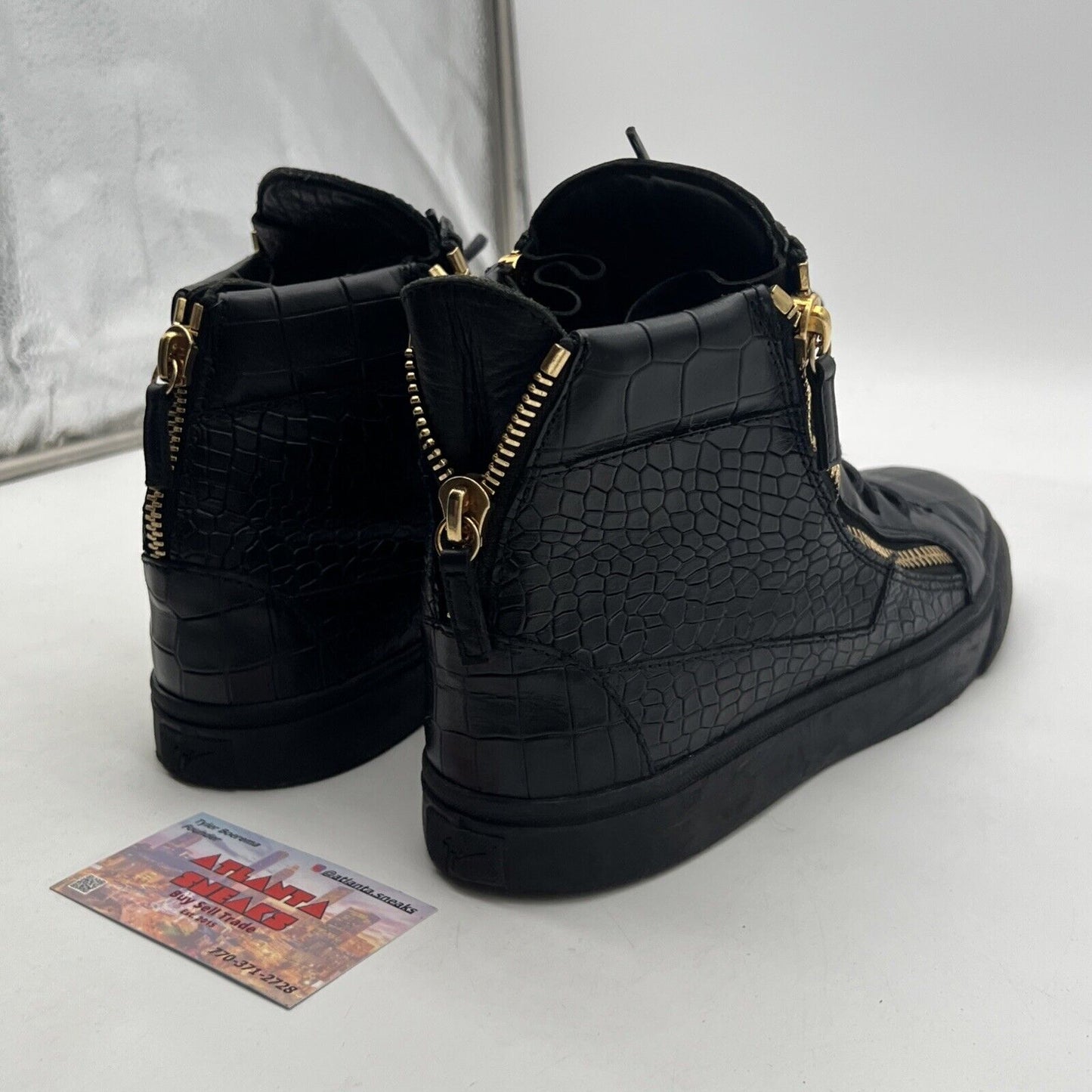 Size 9.5 - Giuseppe Zanotti Embossed High Top Sneakers In Leather Men Black