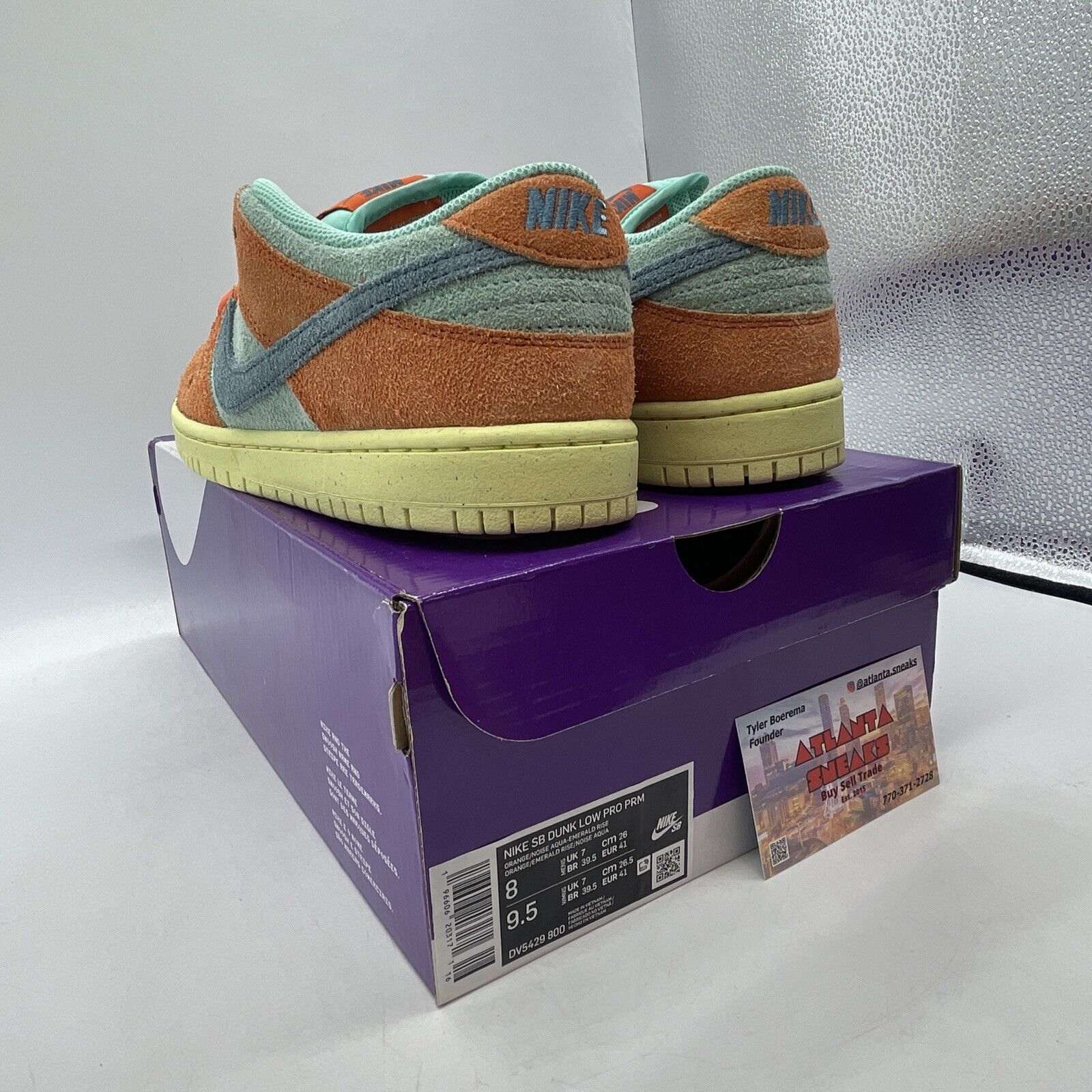 Size 8 - Nike Dunk SB Low Orange Emerald Rise Blue Yellow Suede (DV5429-800)