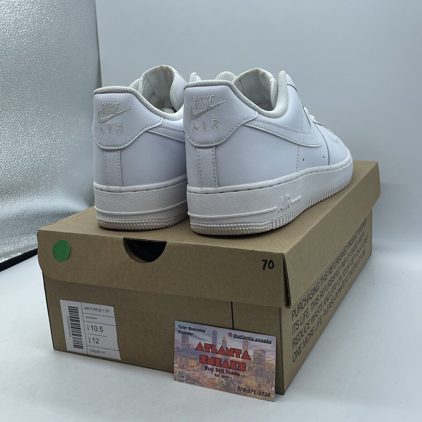 Size 10.5 - Nike Air Force 1 '07 Low Triple White Leather (CW2288-111)