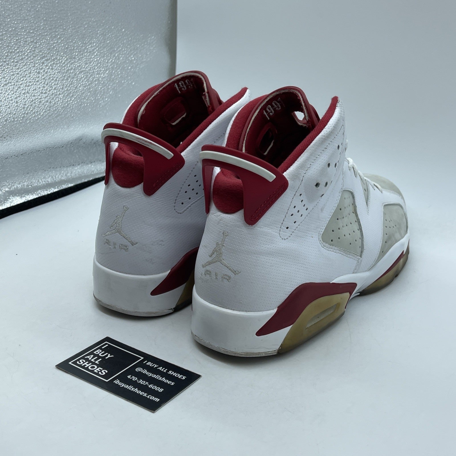 Size 12 - Air Jordan 6 Retro Alternate White Red Suede Leather (384664-113)