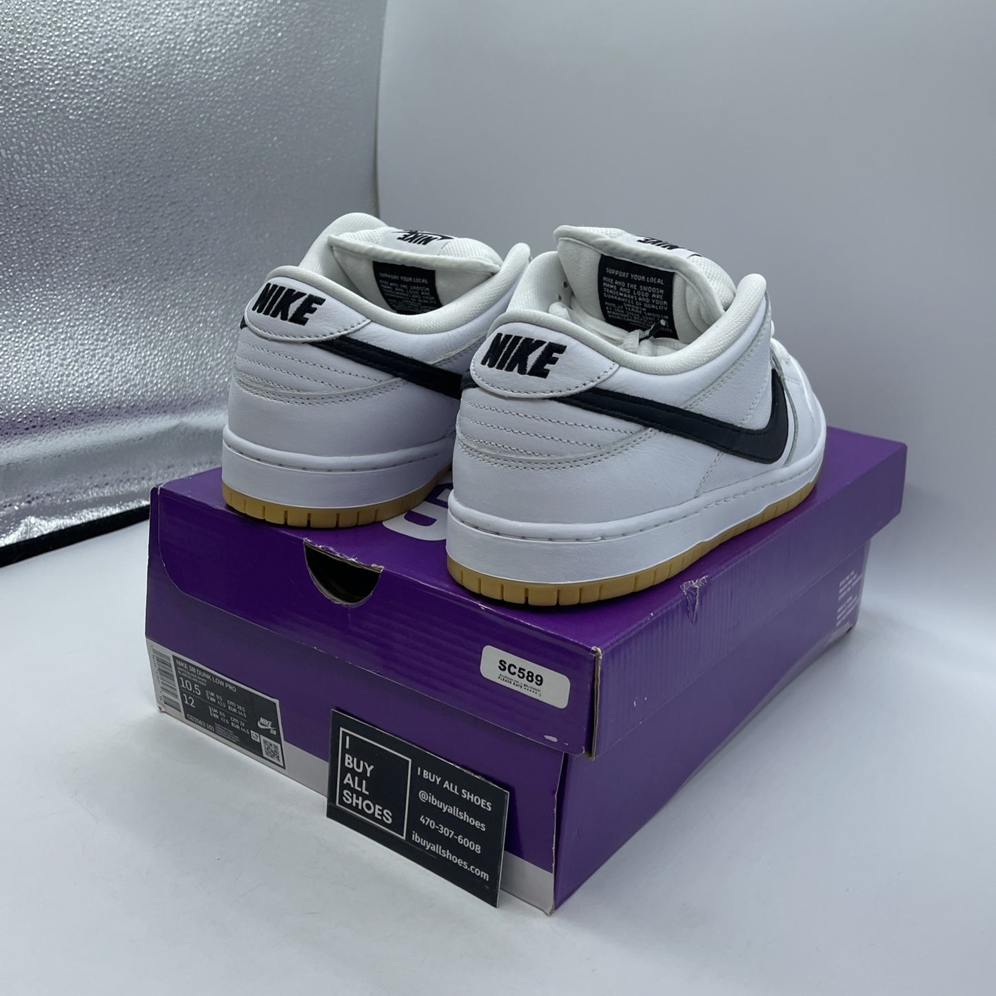 Size 10.5 - Nike SB Dunk Low White Gum Black Leather (CD2563-101)