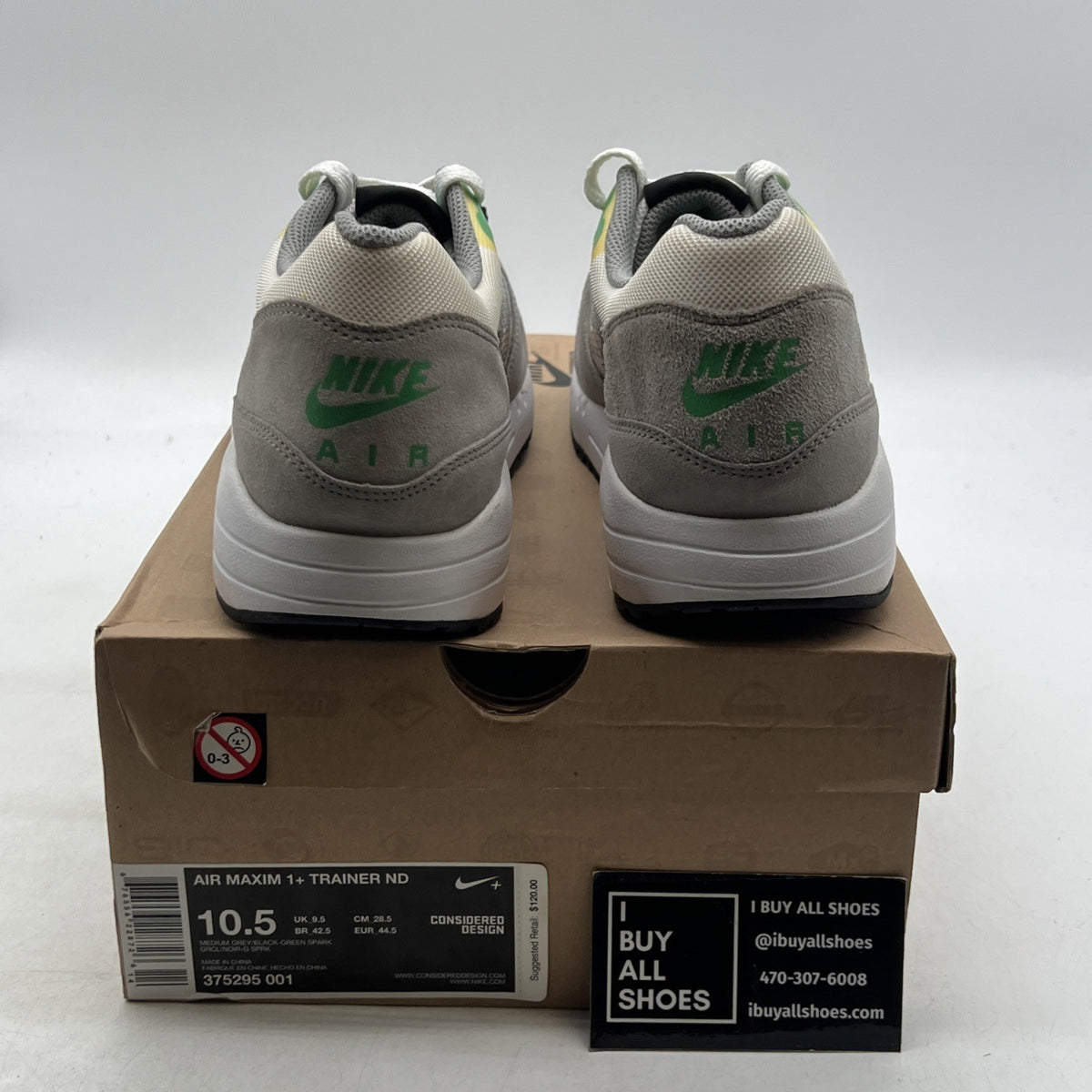 Size 10.5 - Nike Air Maxim 1+ Trainer Nd Gray (375295-001)
