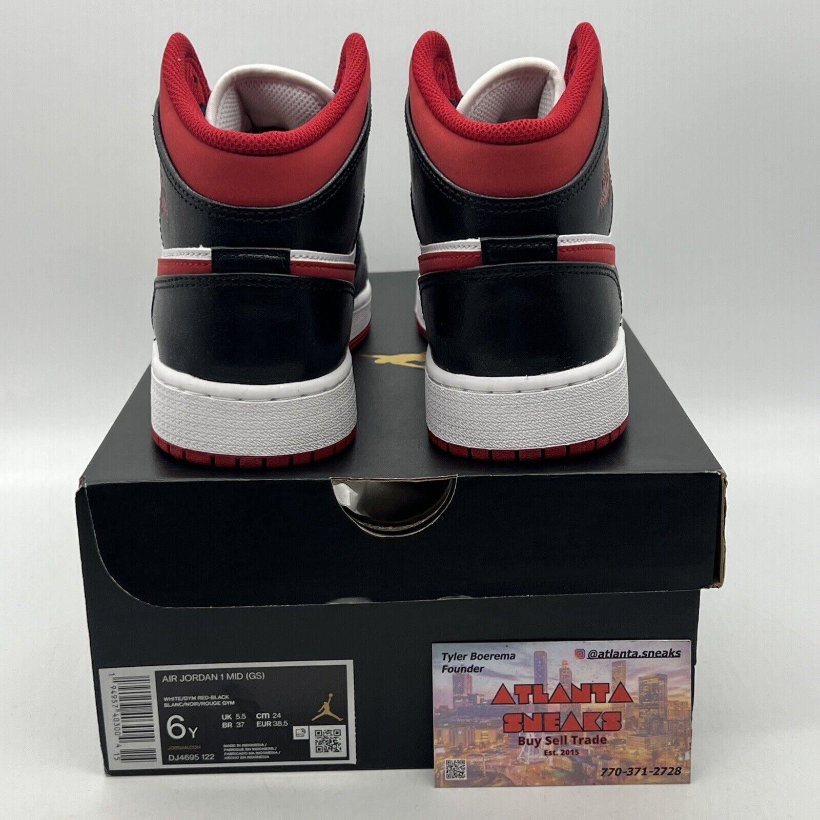 Size 6 - Jordan 1 Retro High OG Gym Red 2019 Black White Leather (DJ4695-122)