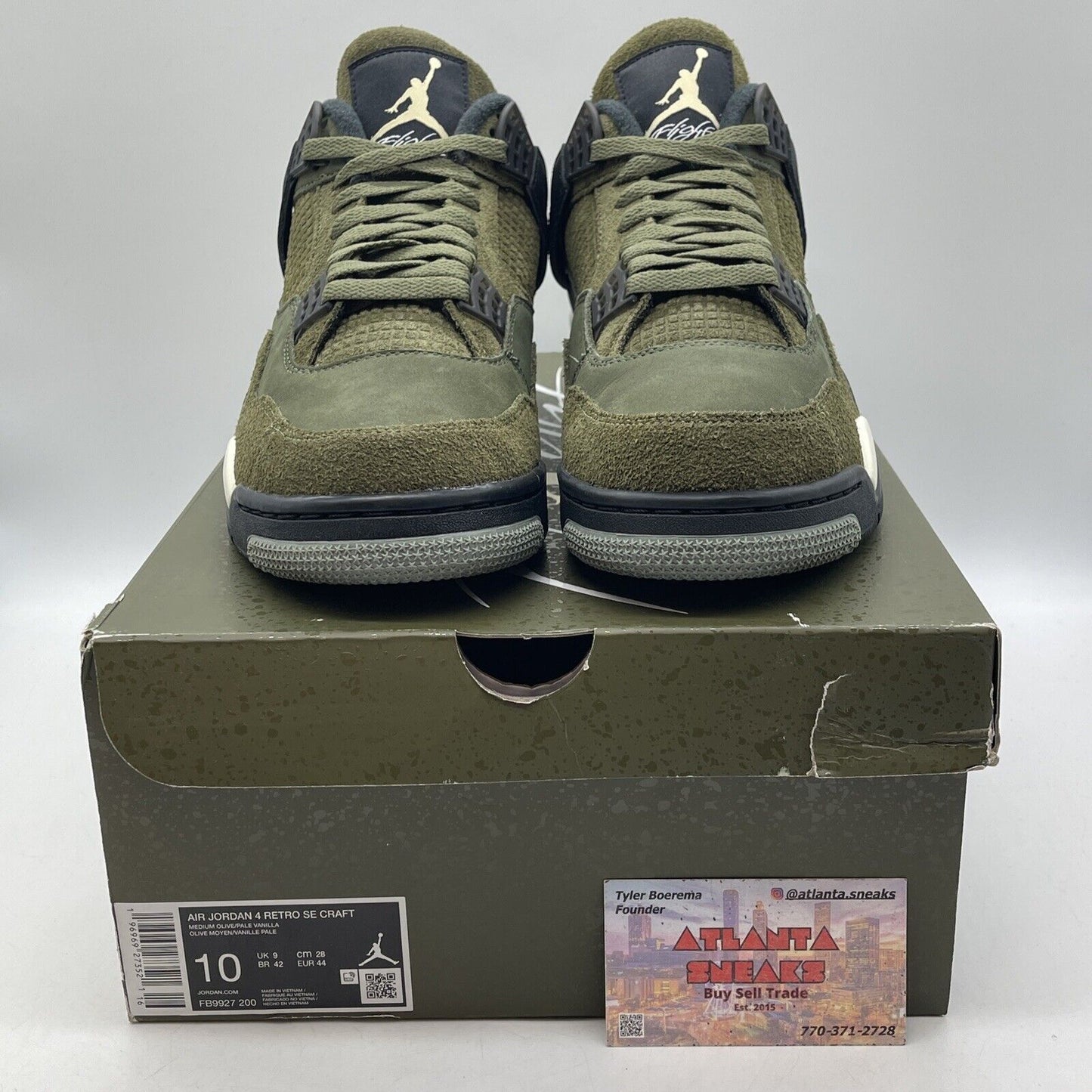 Size 10 - Jordan 4 SE Retro Low Craft - Olive Suede Black Leather (FB9927-200)