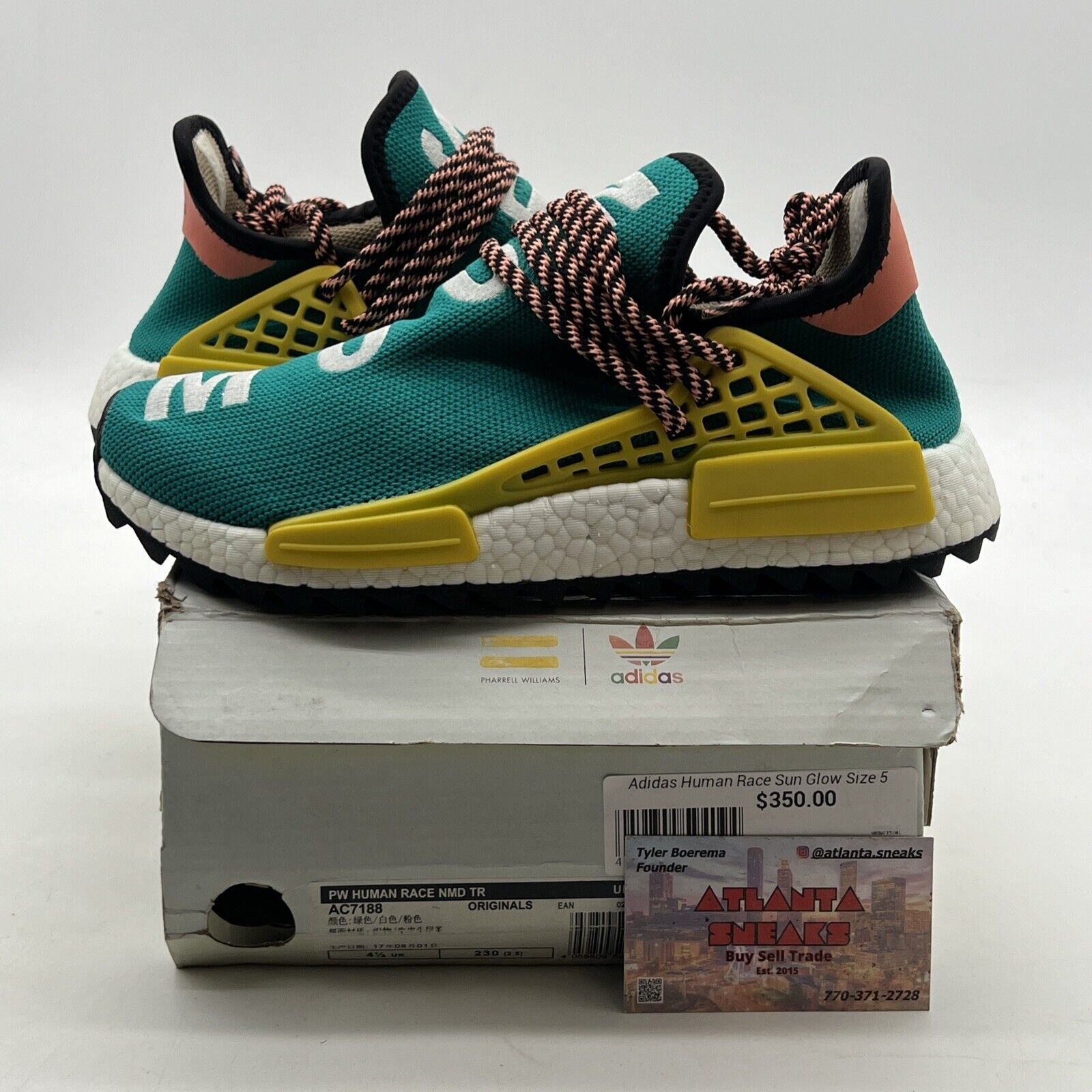 Size 5 - adidas Pharrell x NMD Human Race Trail Sun Glow (AC7188)