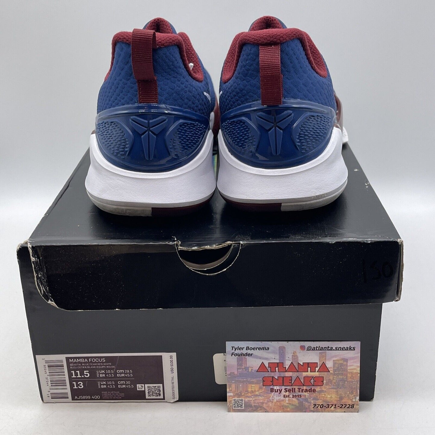 Size 11.5 - Nike Mamba Focus Coastal Blue Red White Suede Leather (AJ5899-400)