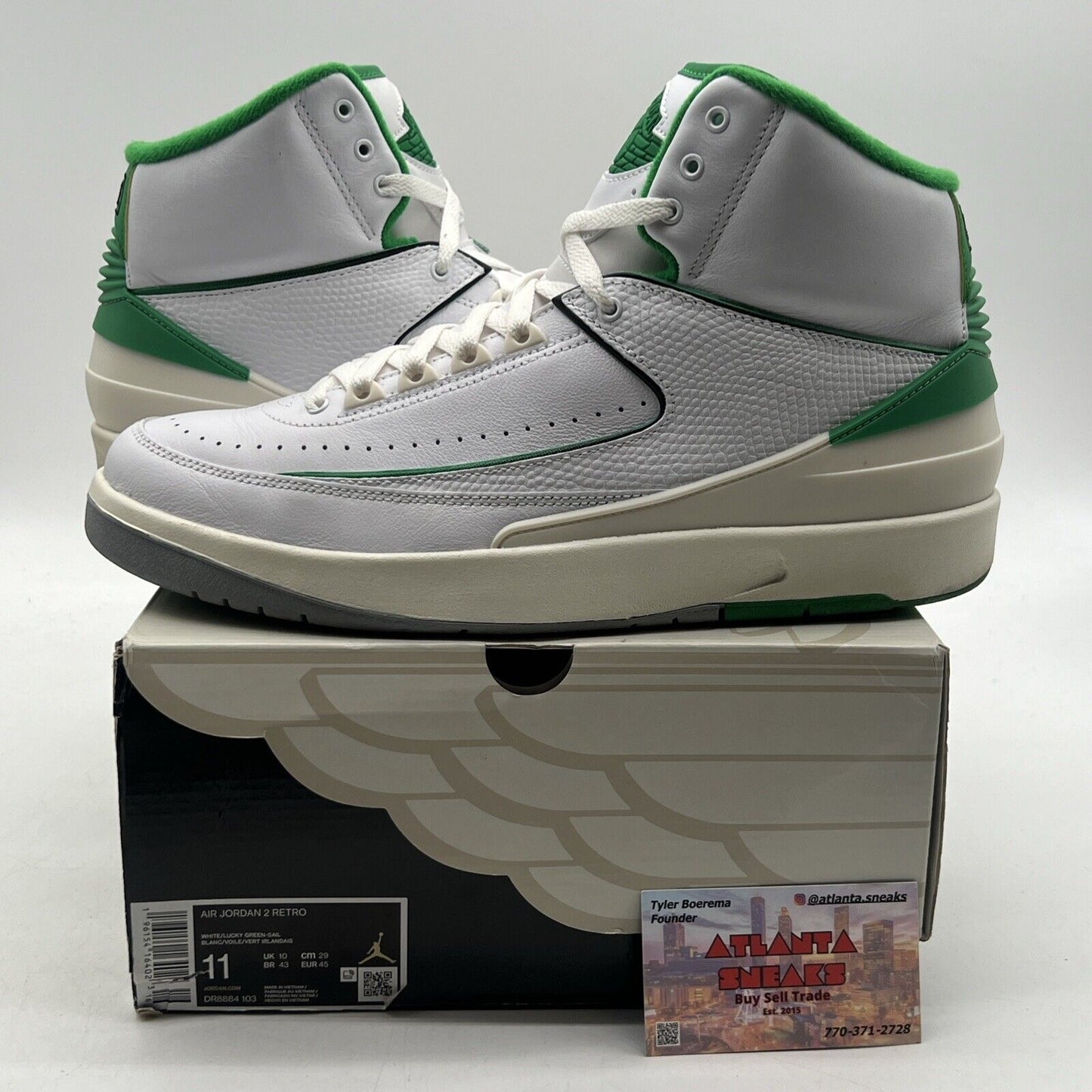 Size 11 - Jordan 2 Retro Lucky Green White Cream Leather (DR8884-103)