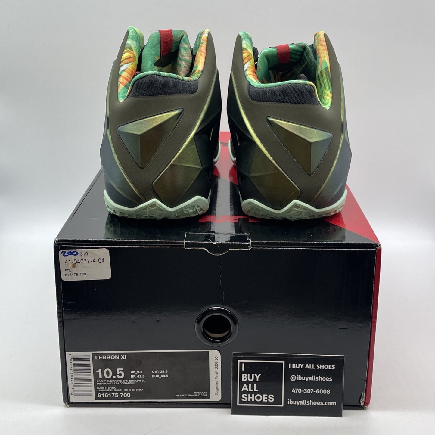 Size 10.5 - Nike LeBron 11 King's Pride Green Black (616175-700)