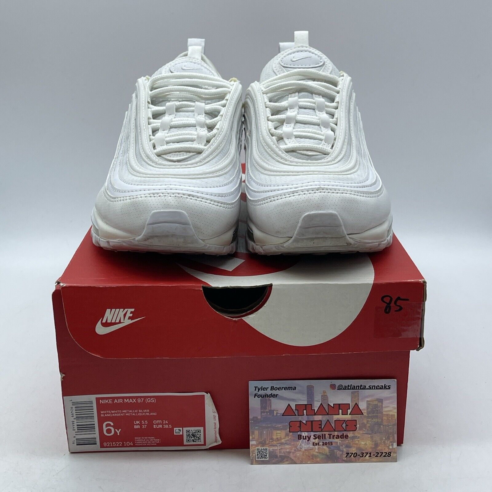 Size 6 (GS) - Nike Air Max 97 Low White Metallic Silver (921522-104)