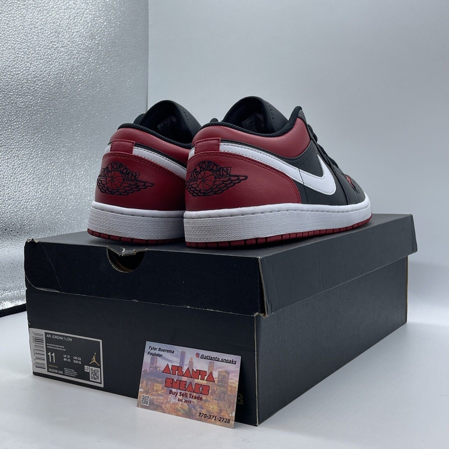 Size 11 - Air Jordan 1 Low Alternate Bred Toe Black White Red (553558-066)