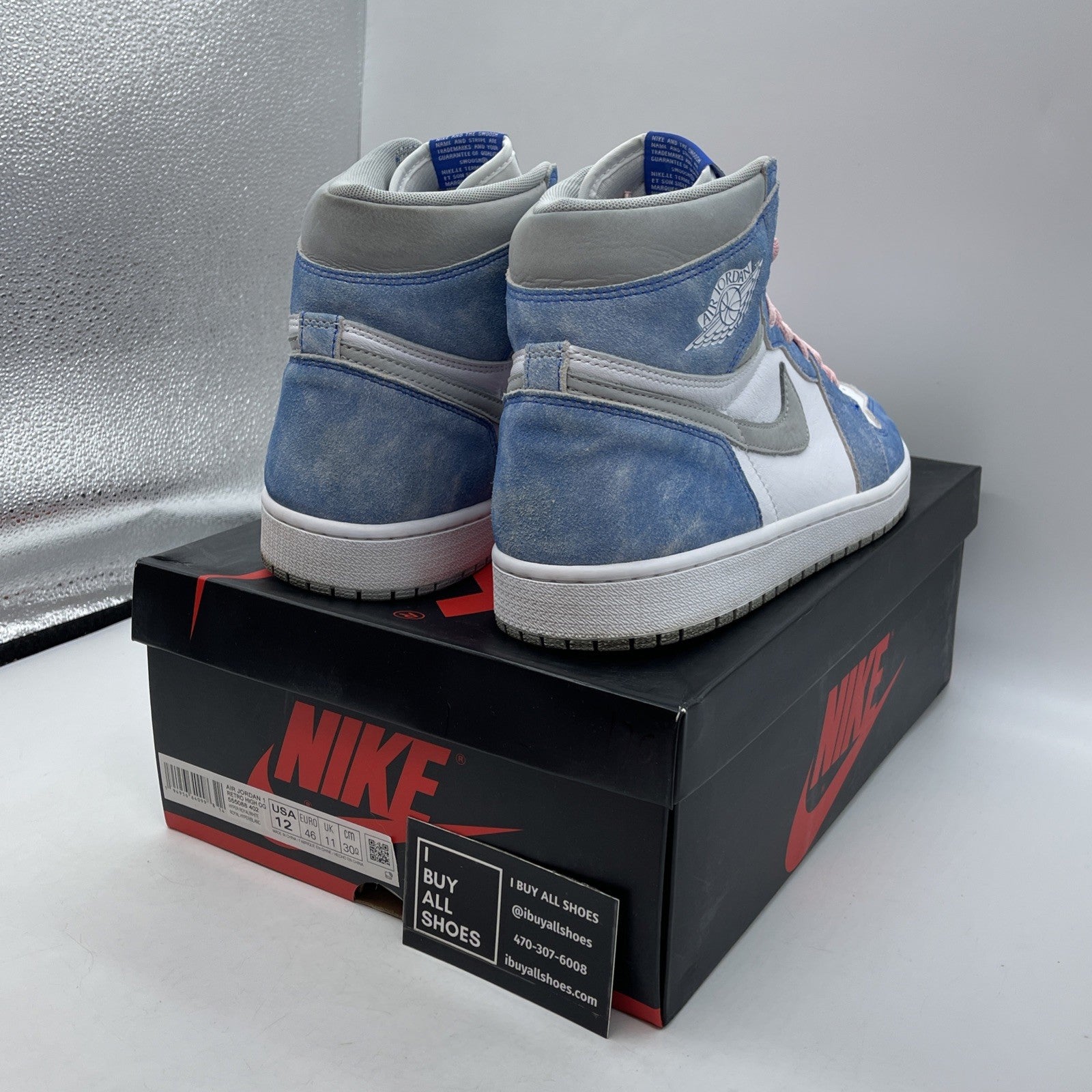 Size 12 - Jordan 1 Retro OG High Hyper Royal White Blue Suede (555088-402)