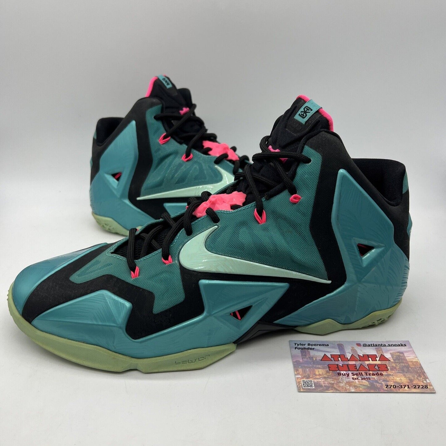 Size 12 - Nike LeBron 11 South Beach Pink Black Teal (616175-330)