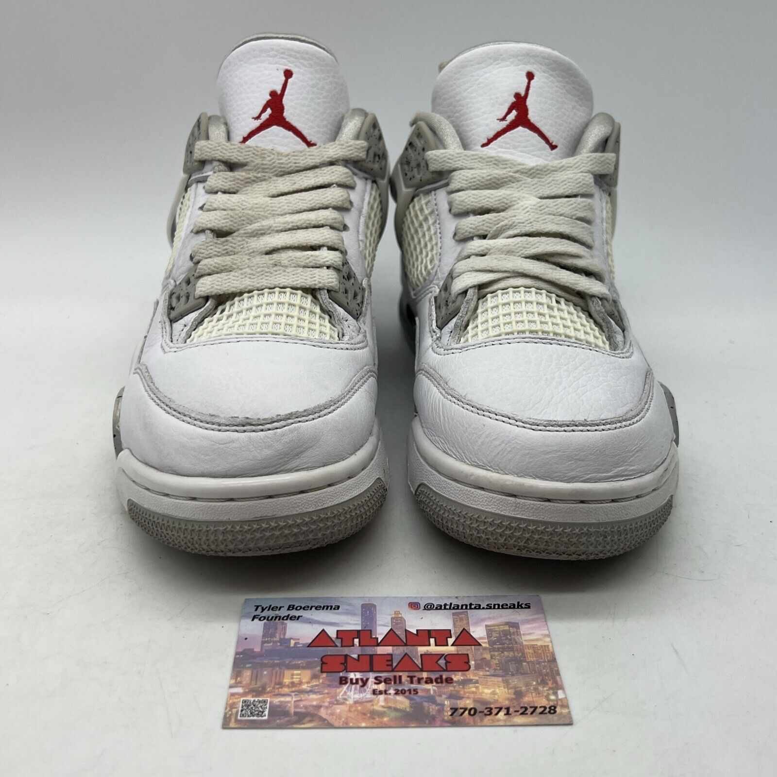 Size 6.5Y - Jordan 4 Retro Mid White Oreo Leather Grey (DJ4699-100)