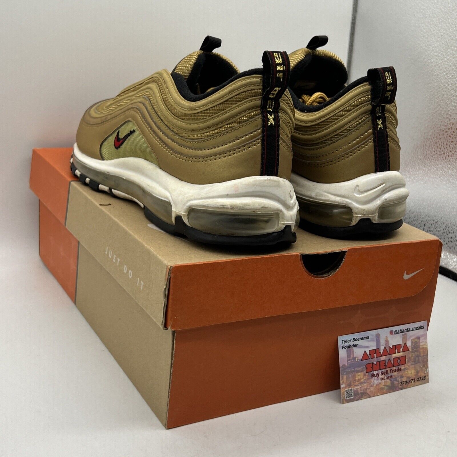Size 12 - Nike Air Max 97 OG QS Metallic Gold White Black (884421-700)