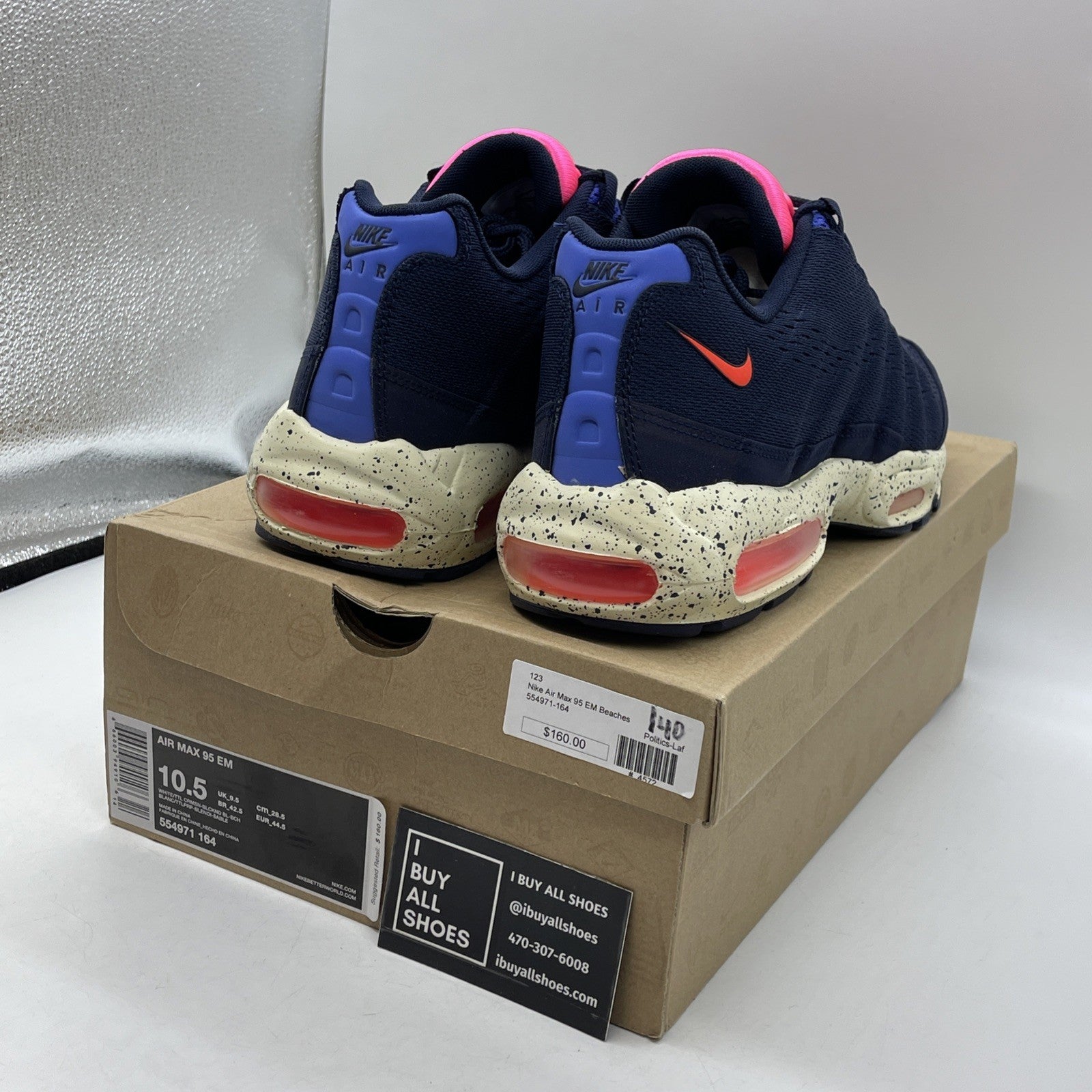 Size 10.5 - Nike Air Max 95 EM Beaches of Rio Blue Pink Suede (554971-164)