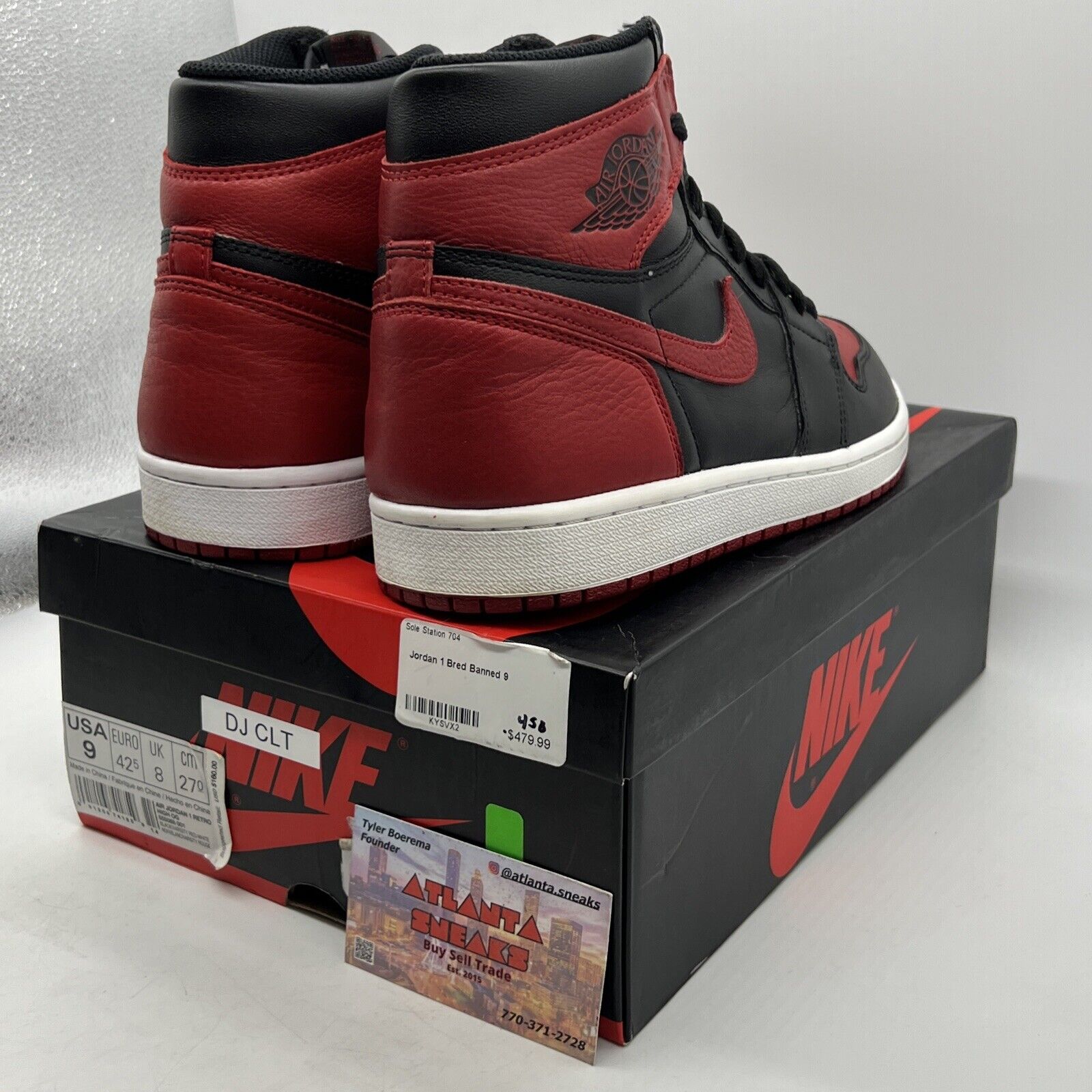 Size 9 - Jordan 1 Retro OG High Banned, Bred Black Red White Leather 555088-001