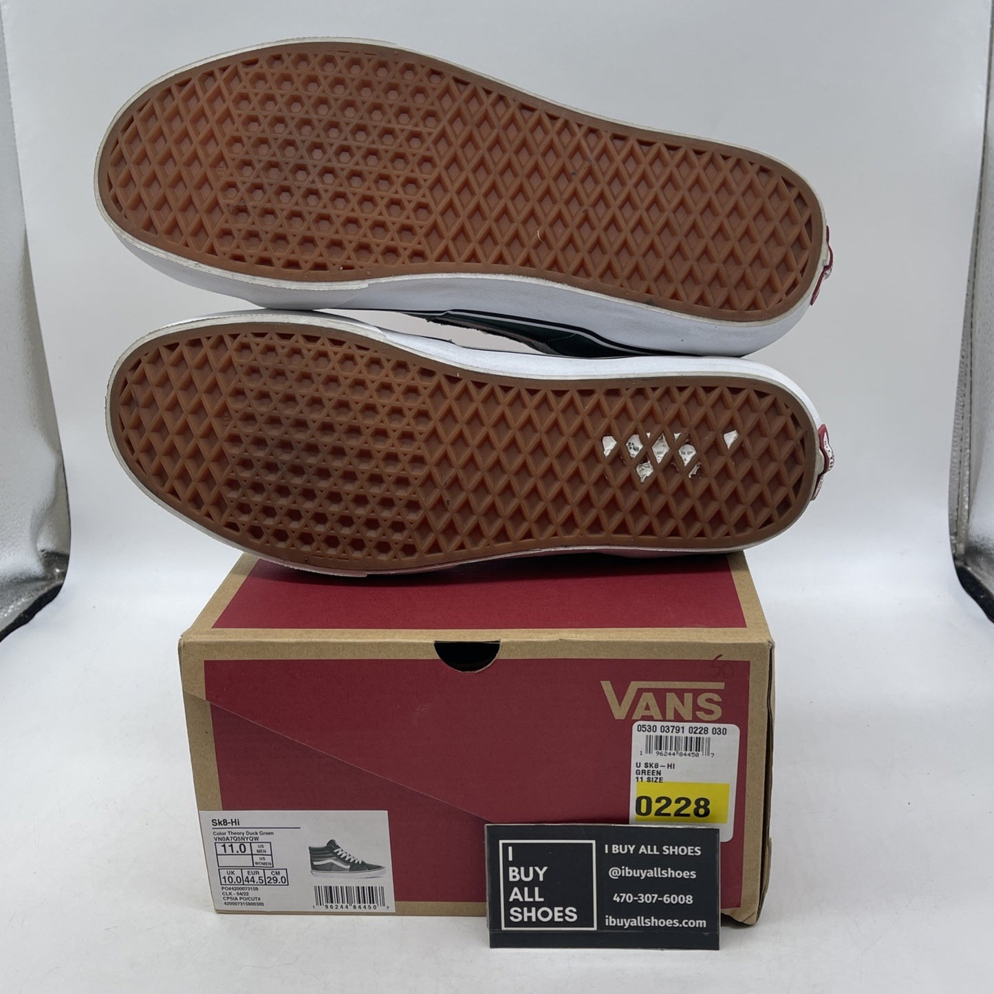 Size 11 - VANS Sk8 Hi Color Theory Duck Green White (VN0A7Q5NYQW)