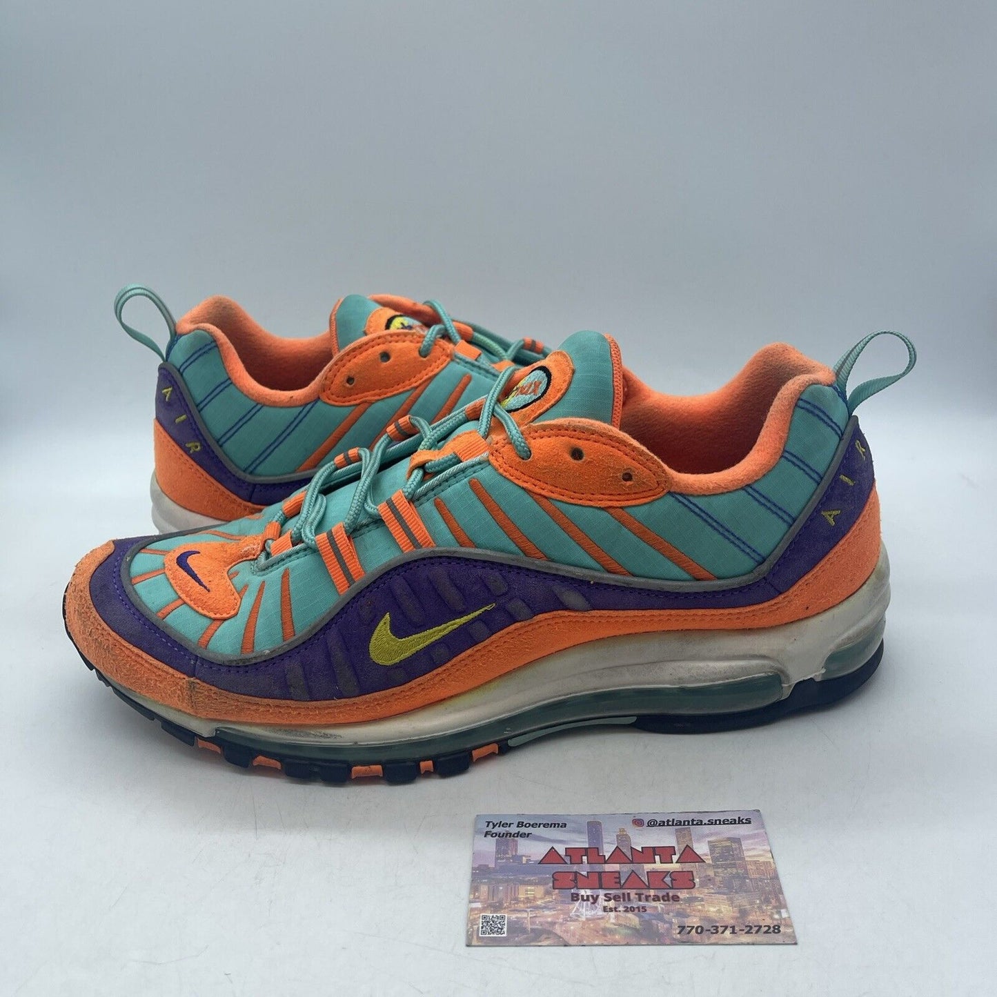 Size 10 - Nike Air Max 98 QS Cone Orange Purple Blue White (924462-800)