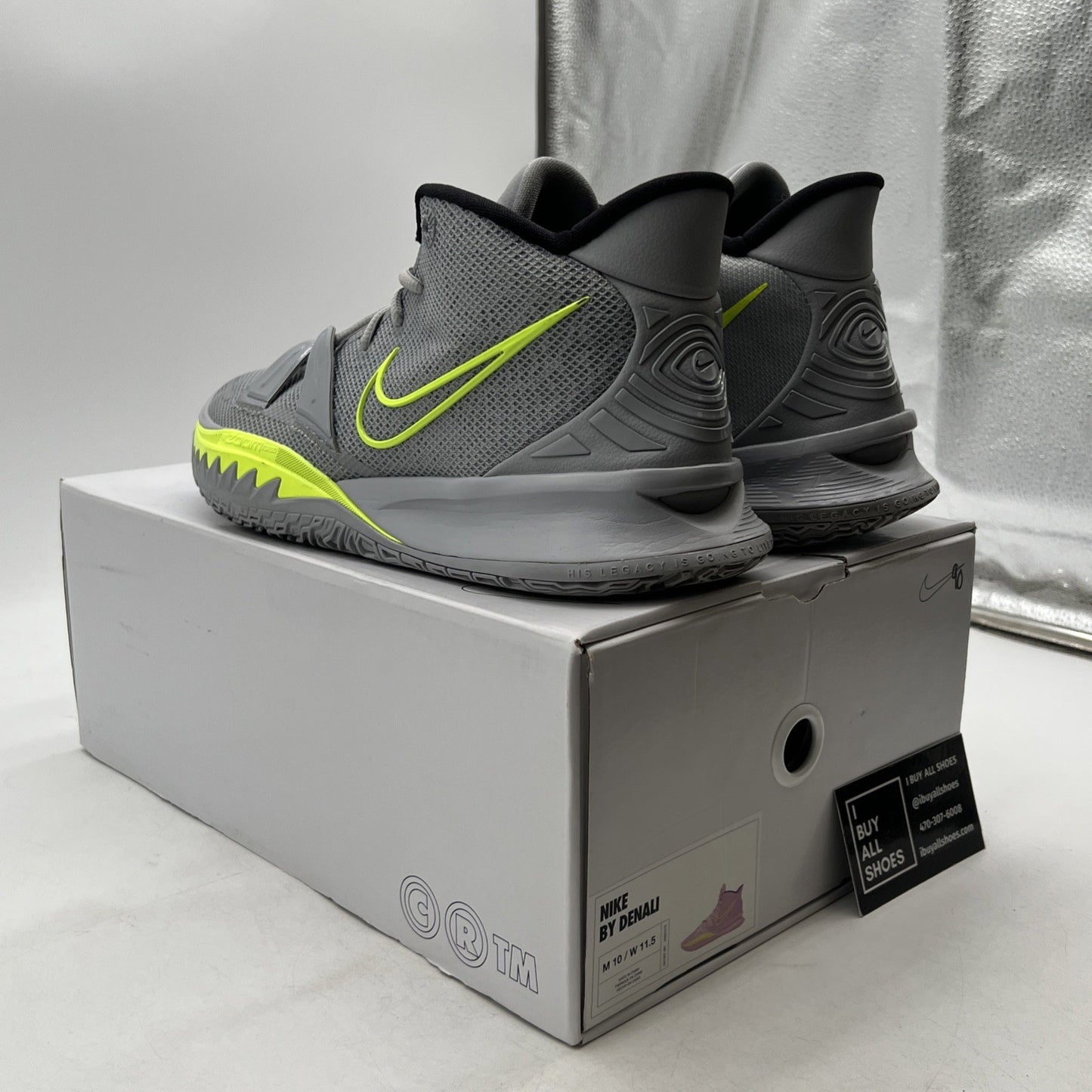 Size 10 - Nike By You Kyrie 7 Grey, Highlighter Green (DA7567-991)