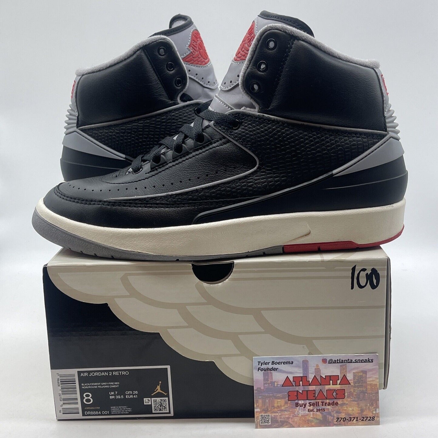 Size 8 - Air Jordan 2 Retro Black Cement Red Gray (DR884-001)