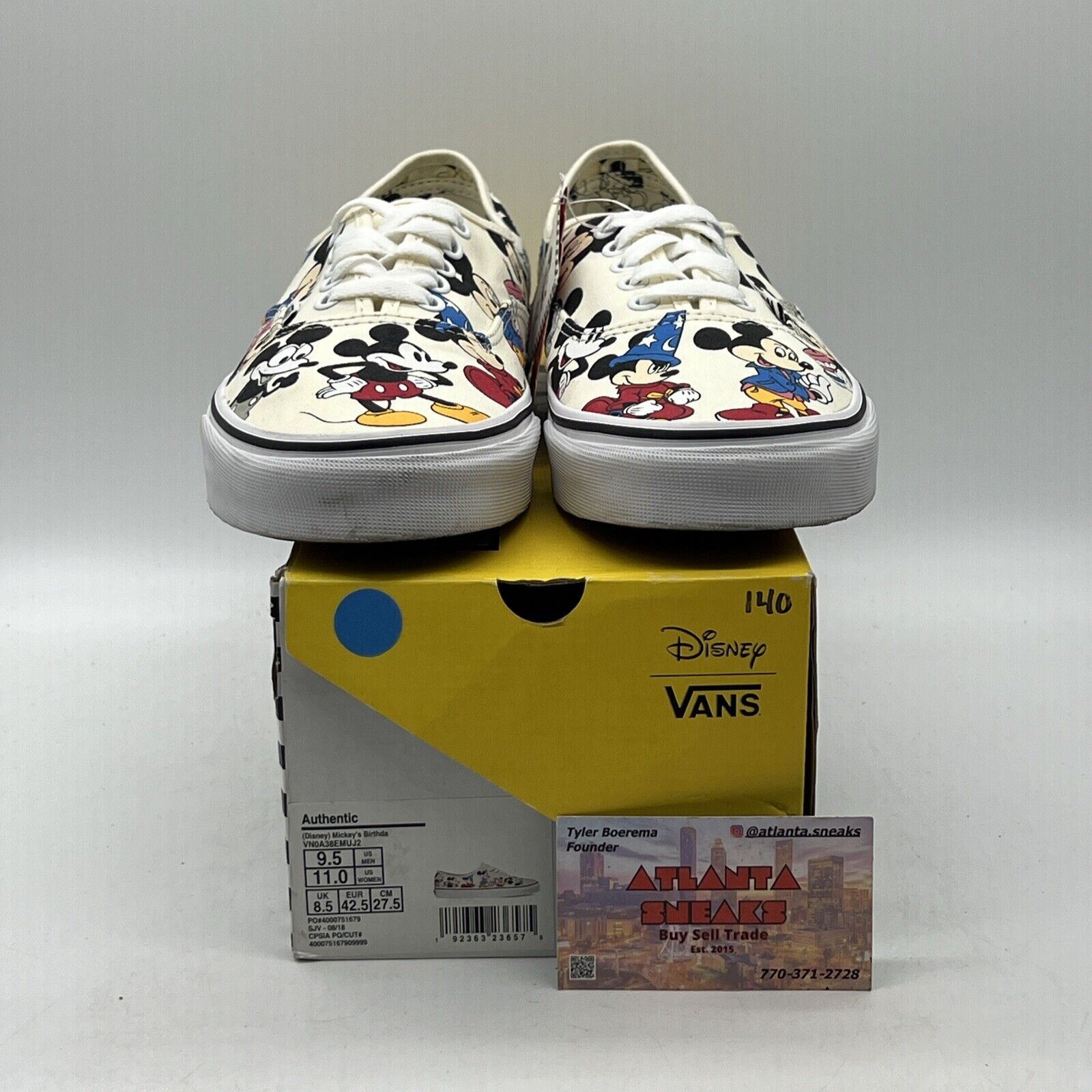 Size 9.5 - VANS Disney x Authentic Mickey's Birthday Red Blue Yellow White