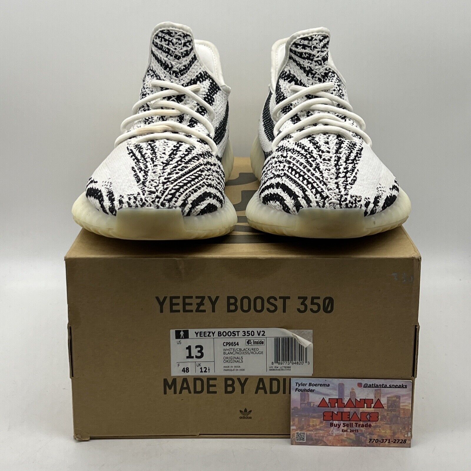 Size 13 - adidas Yeezy Boost 350 V2 Low Zebra Black White Red (CP9654)