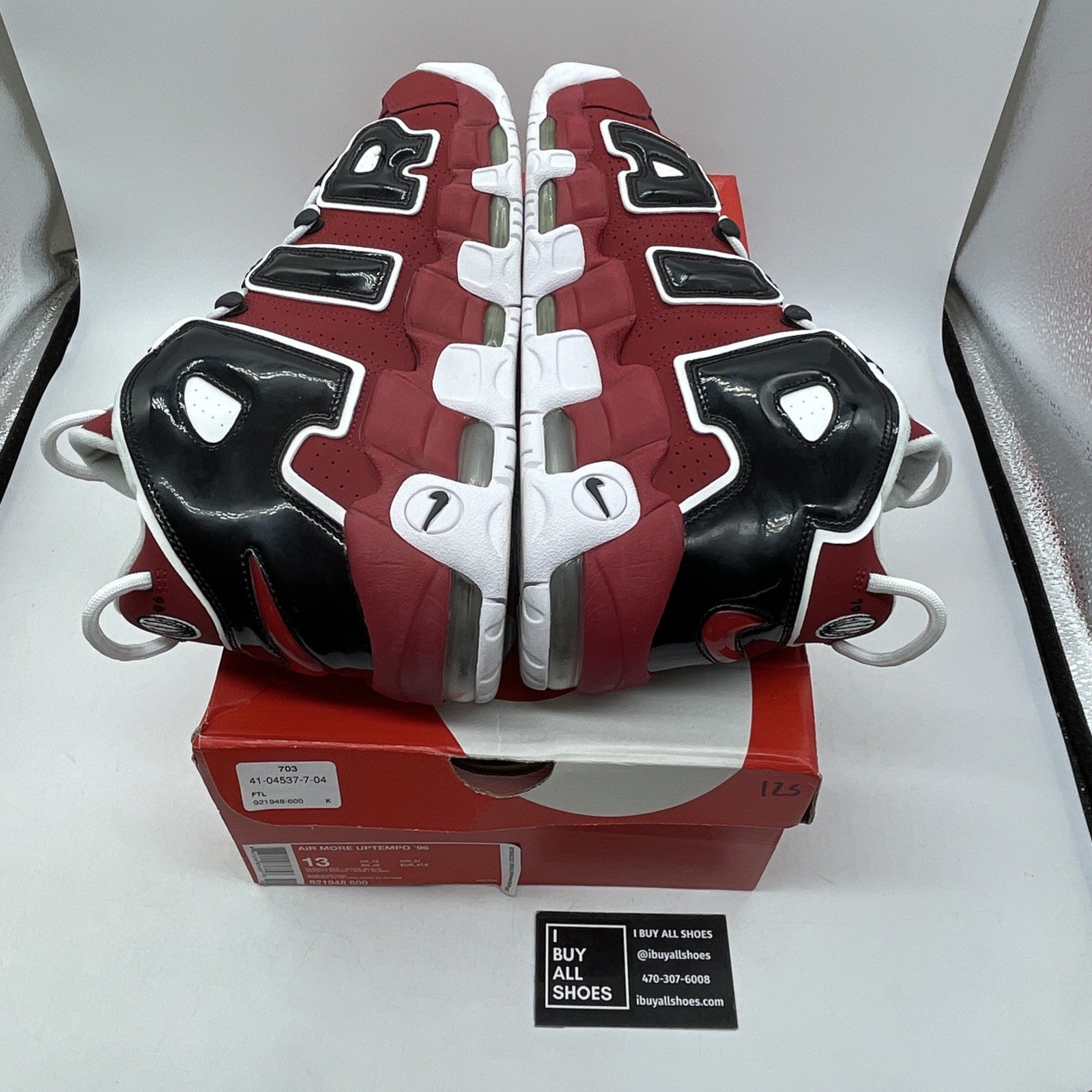 Size 13 - Nike Air More Uptempo Bulls 2017 Red Black Suede Leather (921948-600)