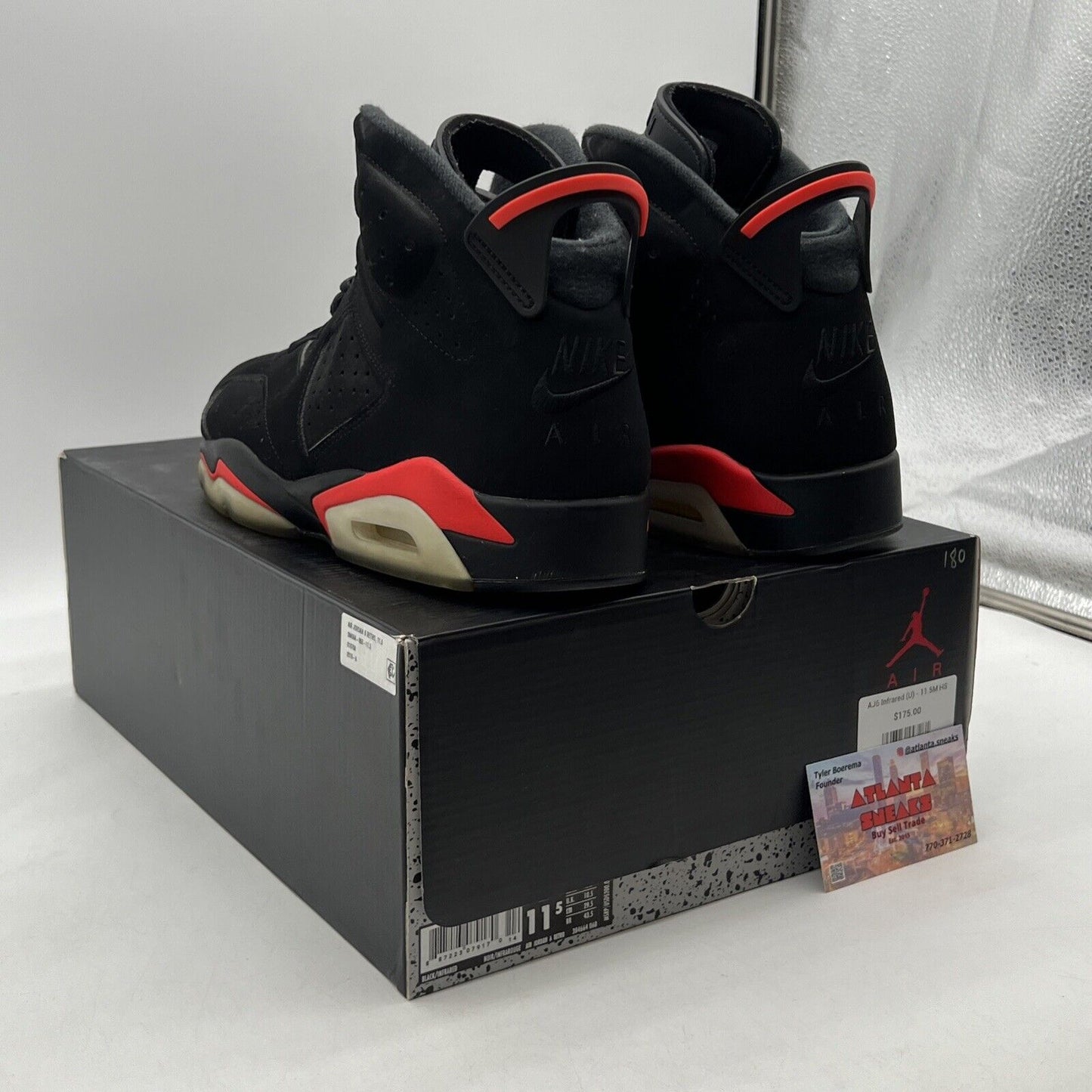 Size 11.5 - Jordan 6 Retro Mid Infrared Black Red Suede (384664-060)