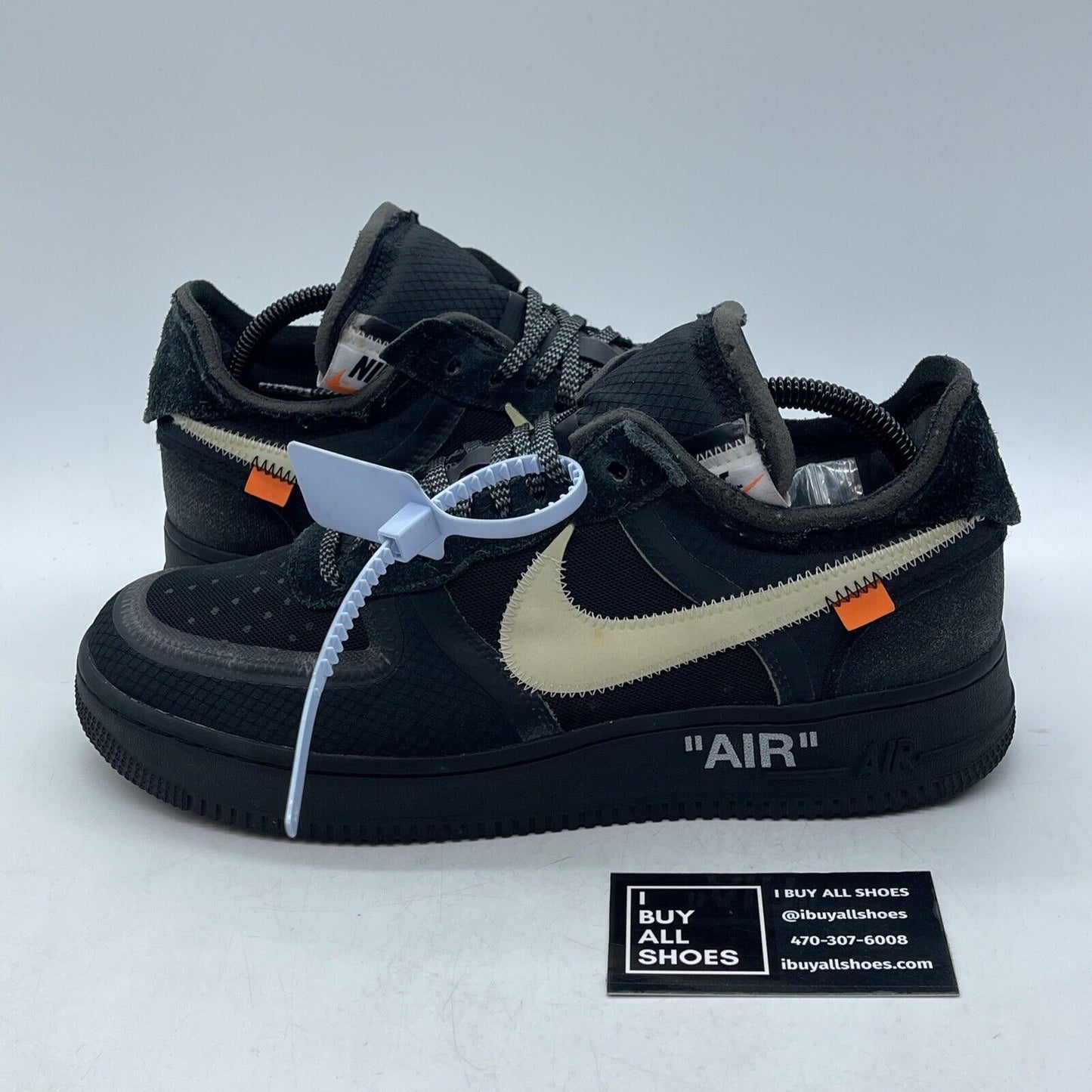 Size 9 - Nike Air Force 1 Low x OFF-WHITE Black 2018 Suede Leather (AO4606-001)