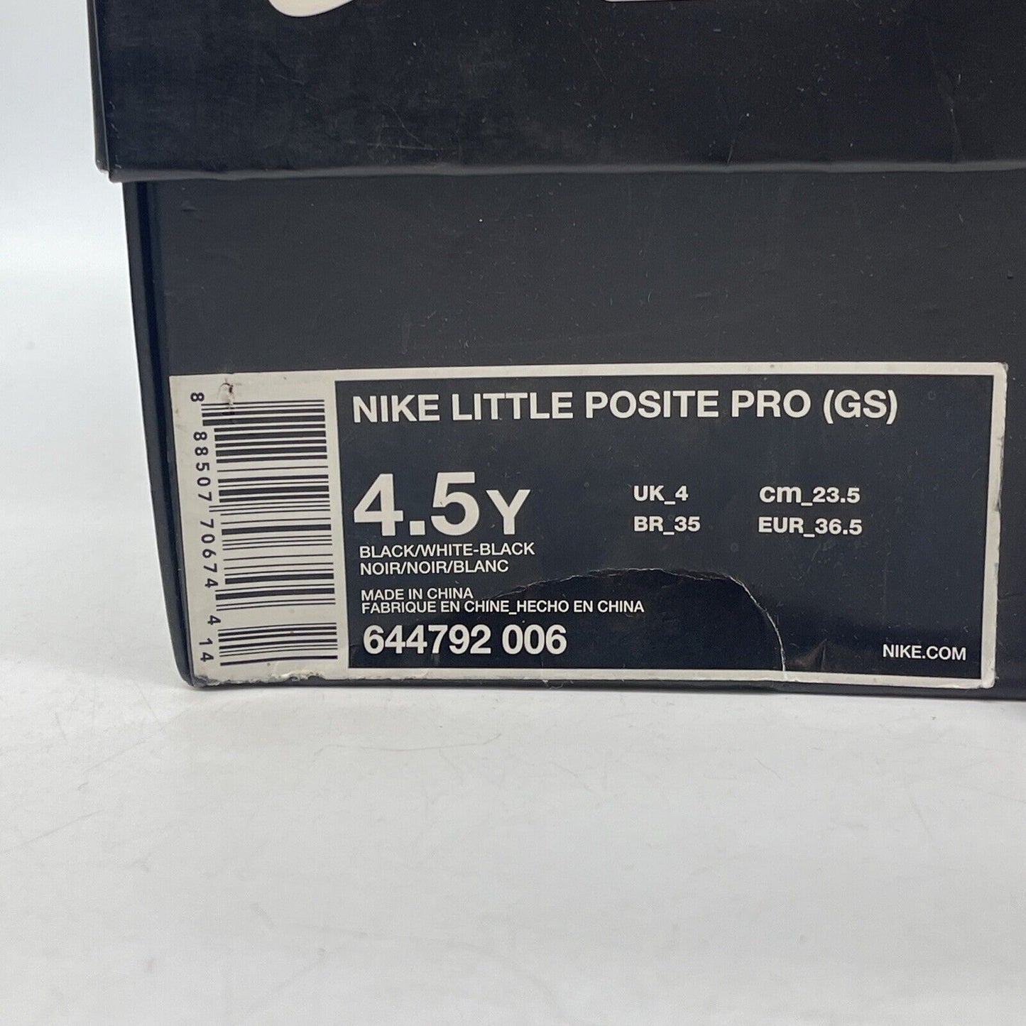 Size 4.5Y (GS) - Nike Little Posite Pro Mid Dr. Doom Black White (644792-006)