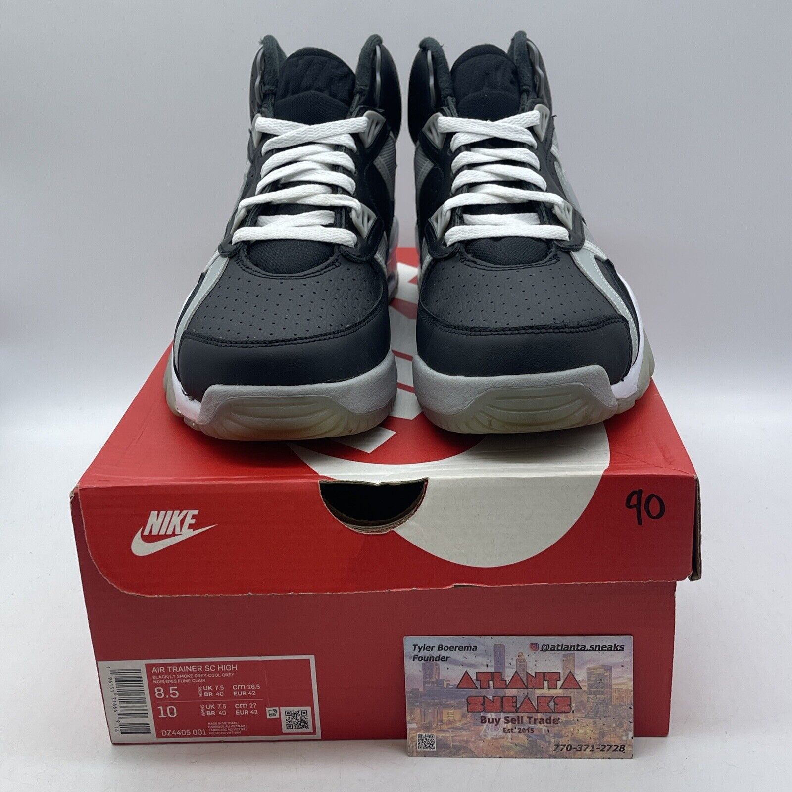 Size 8.5 - Nike Air Trainer SC High Raiders Black White Silver Suede (DZ4405-001