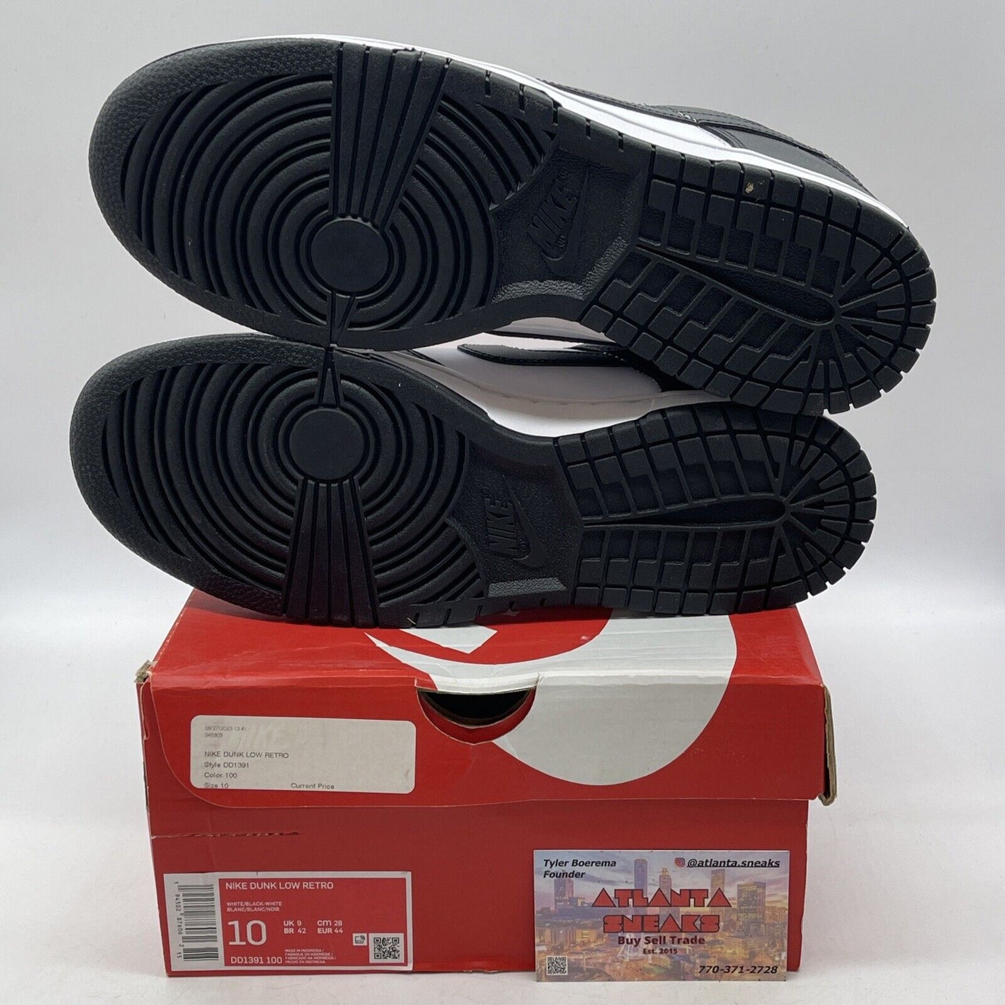 Size 10 - Nike Dunk Low Black White Leather (DD1391-100)